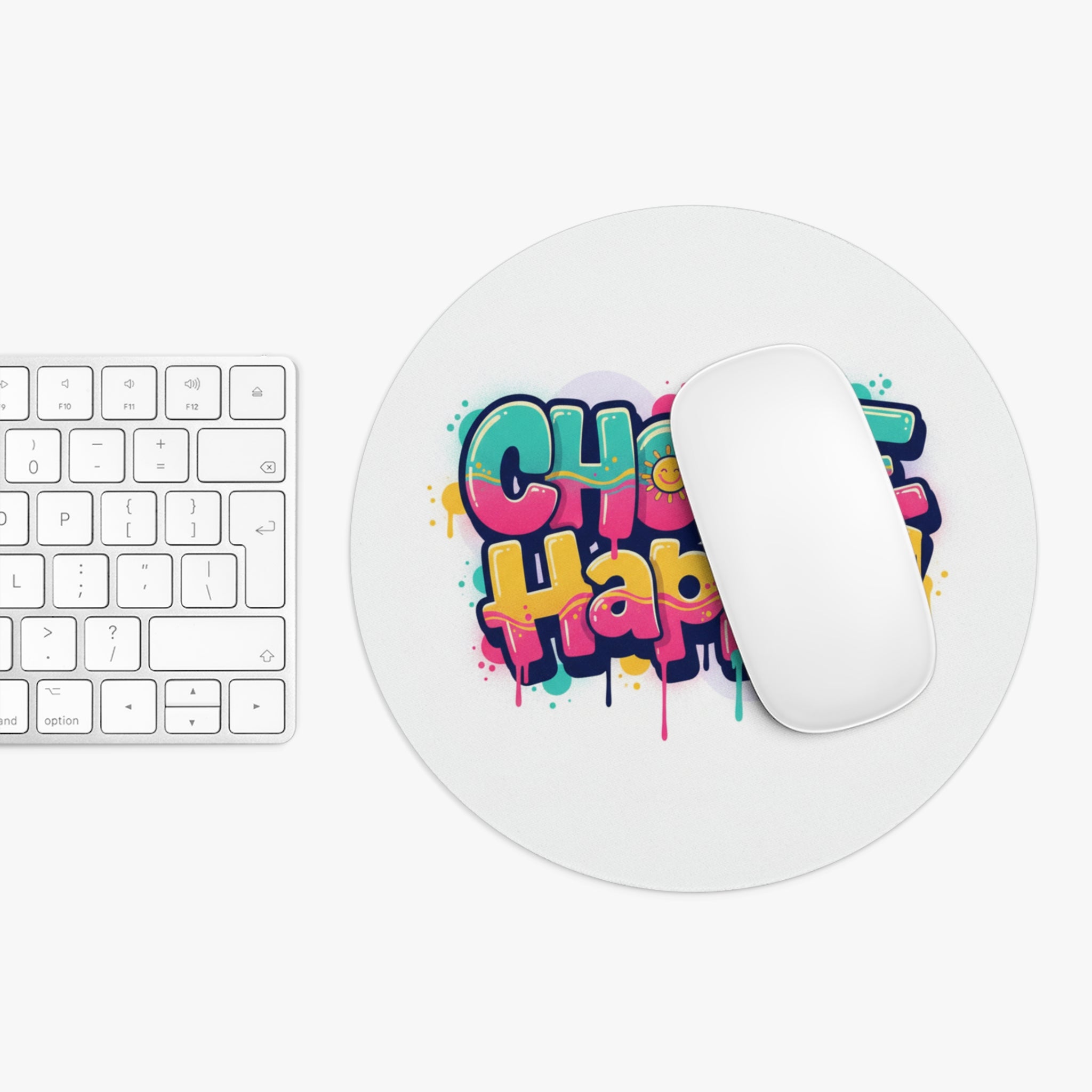 Choose Happy! Colorful Graffiti Mouse Pad — Motivational Desk Accessory