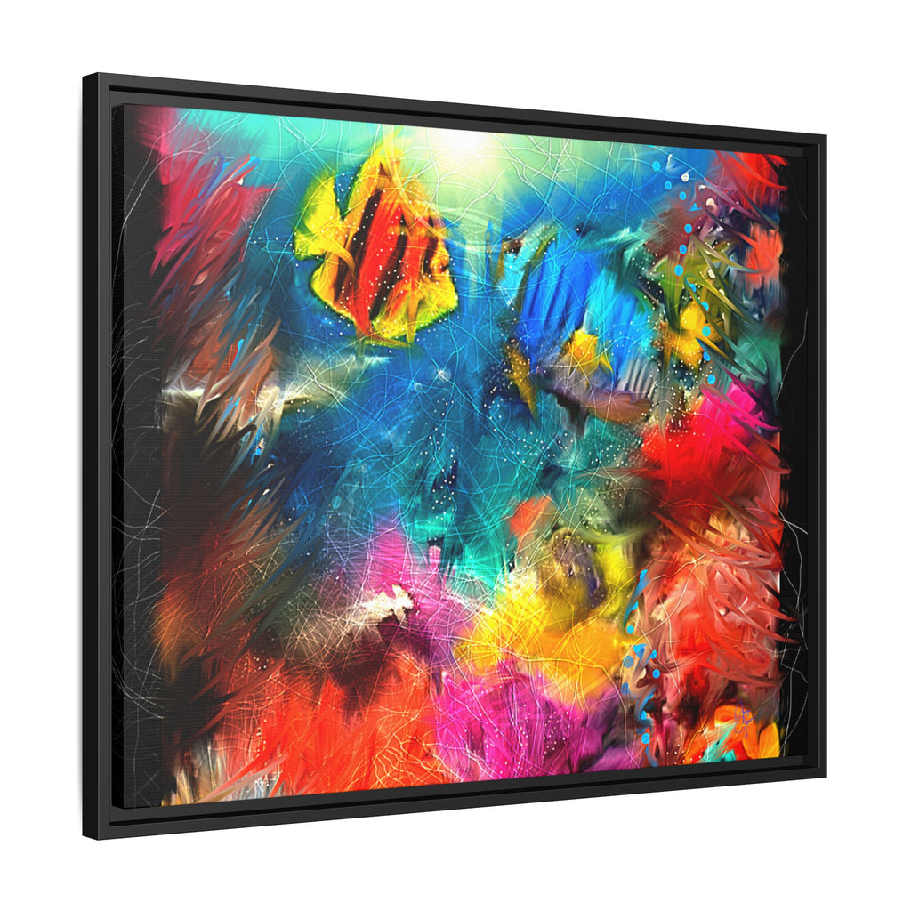 Framed Abstract Color Explosion Canvas — Vibrant Multi‑Color Wall Art