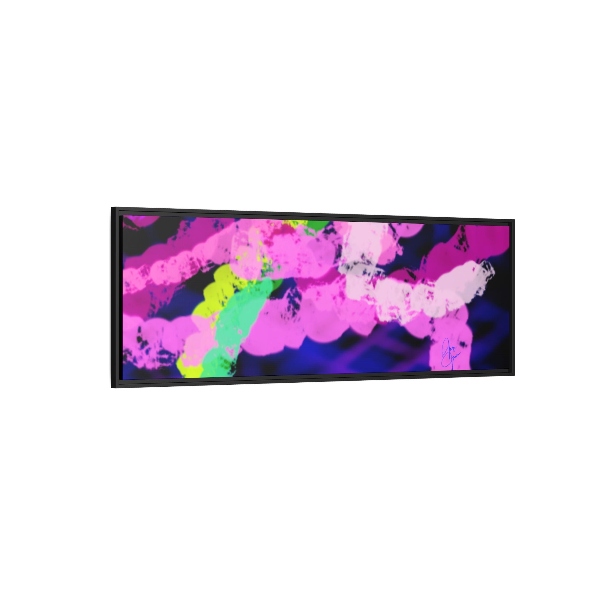Framed Matte Canvas - Neon Rose Abstract Wall Art