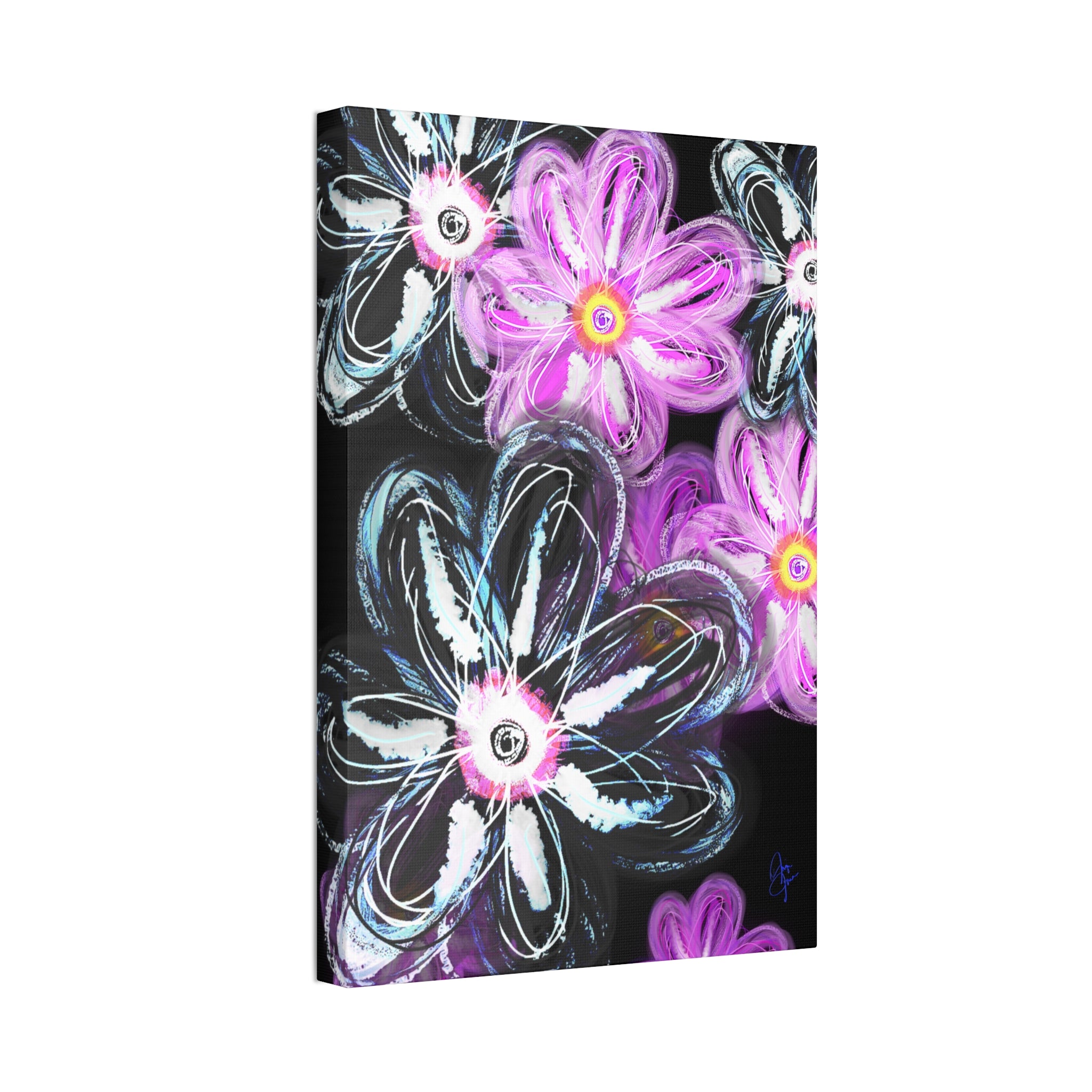 Floral Neon Abstract Canvas