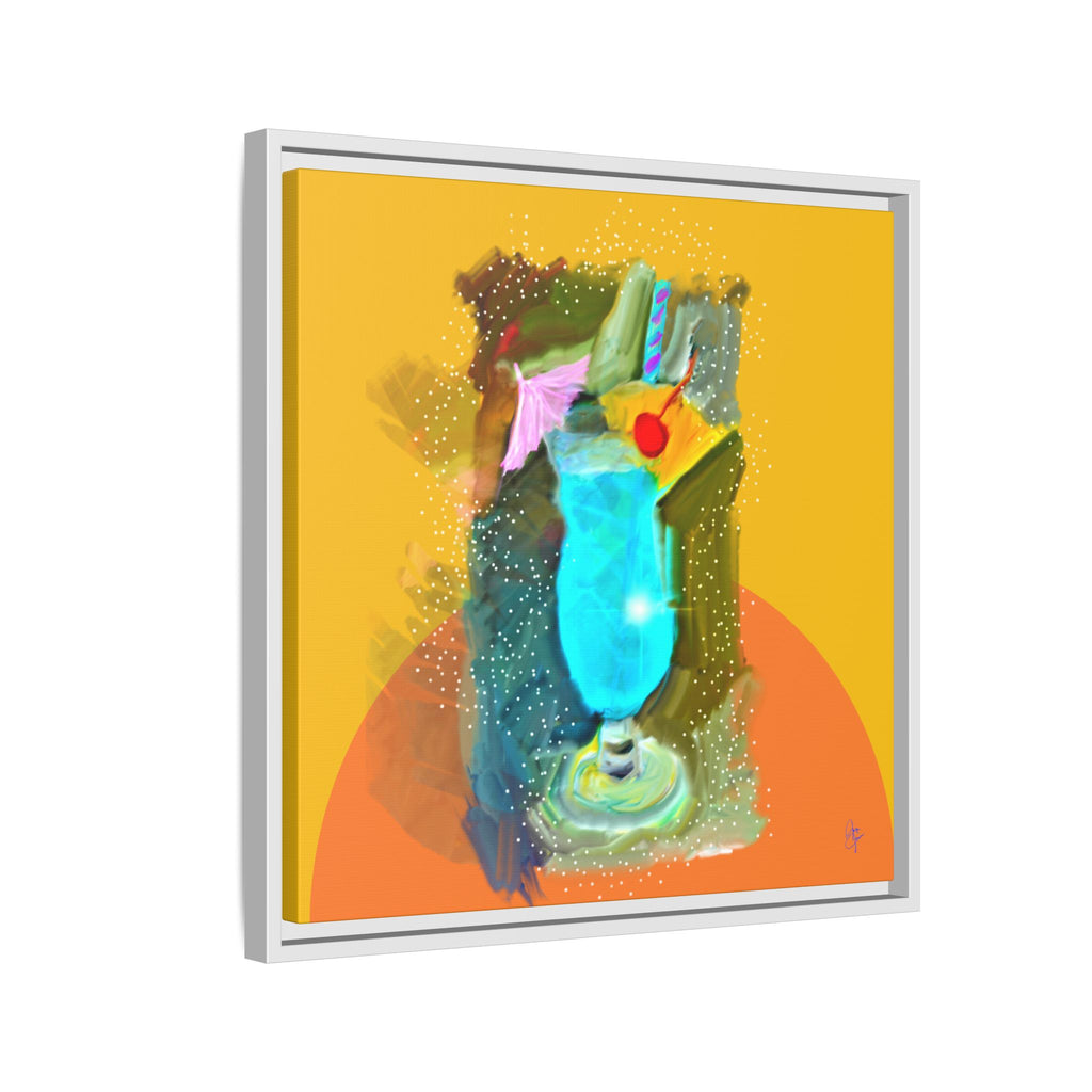 Tropical Blue Cocktail Canvas Print — Framed Matte Bar Art