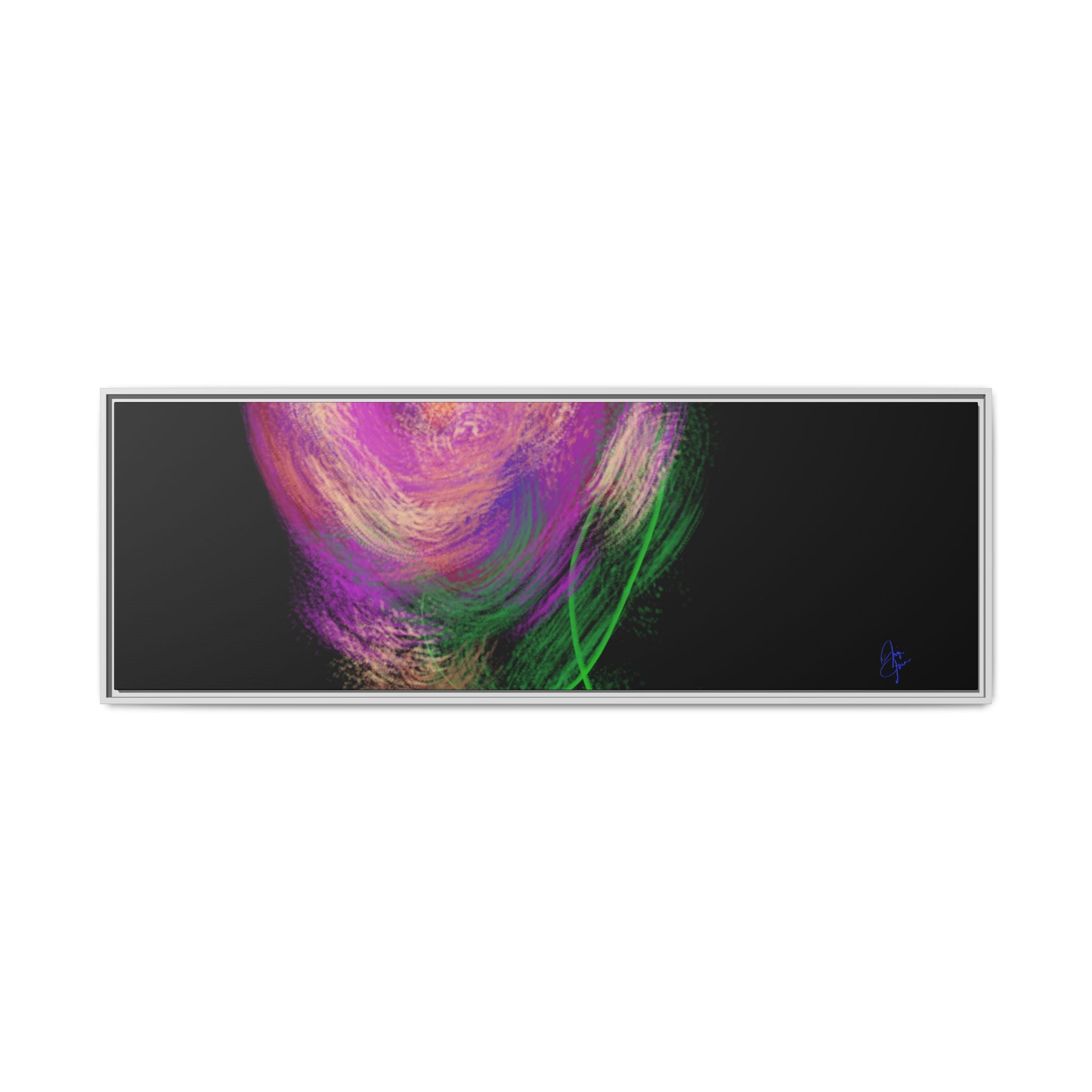 Abstract Rose Swirl Matte Framed Canvas — Multicolor Floral Wall Art