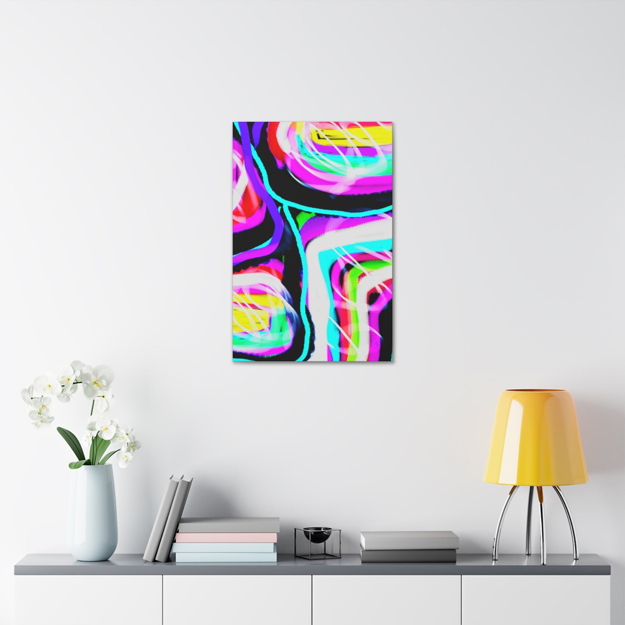 Abstract Neon Wave Canvas