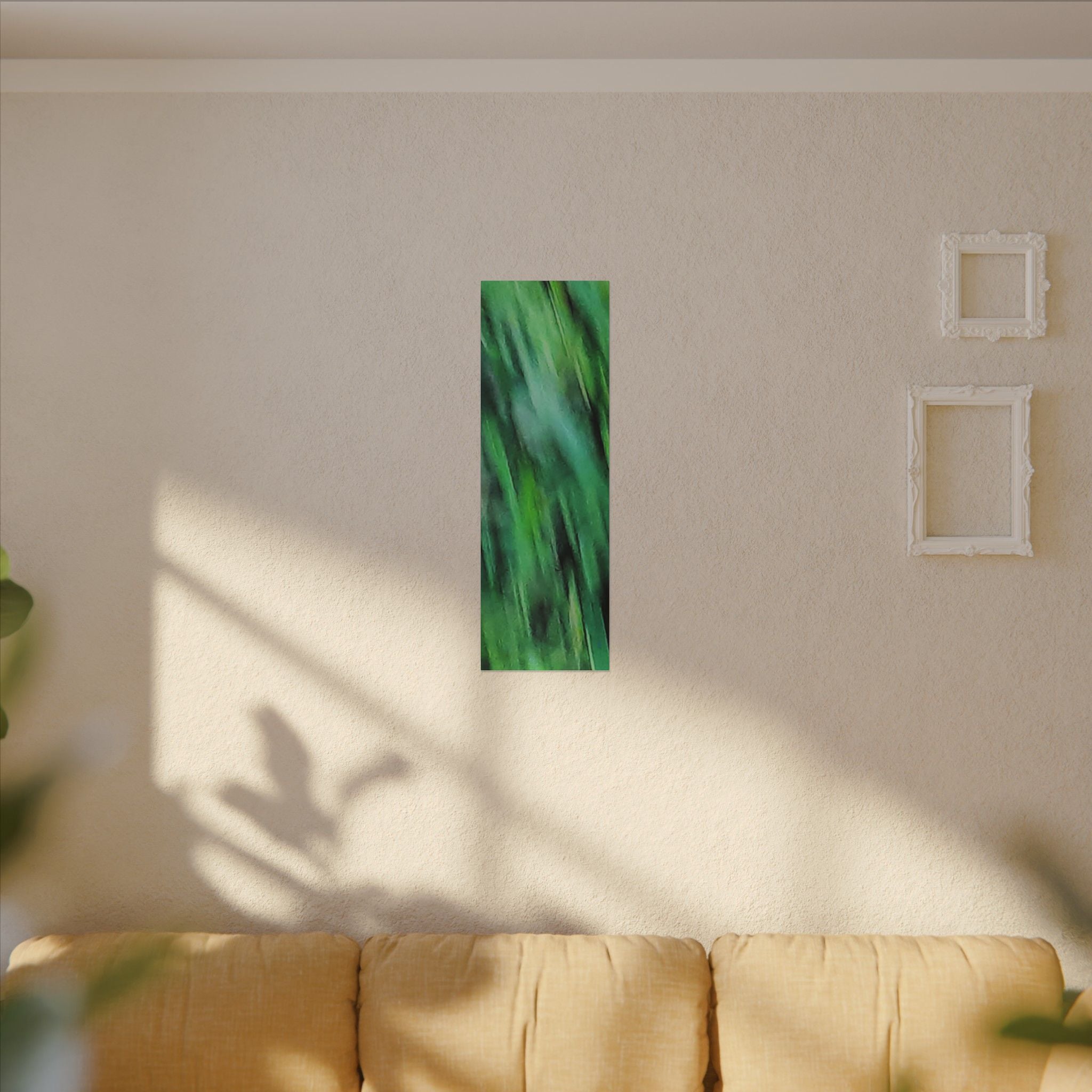 Green Abstract Blur Canvas Wall Art — Vibrant Nature-Inspired Matte Print