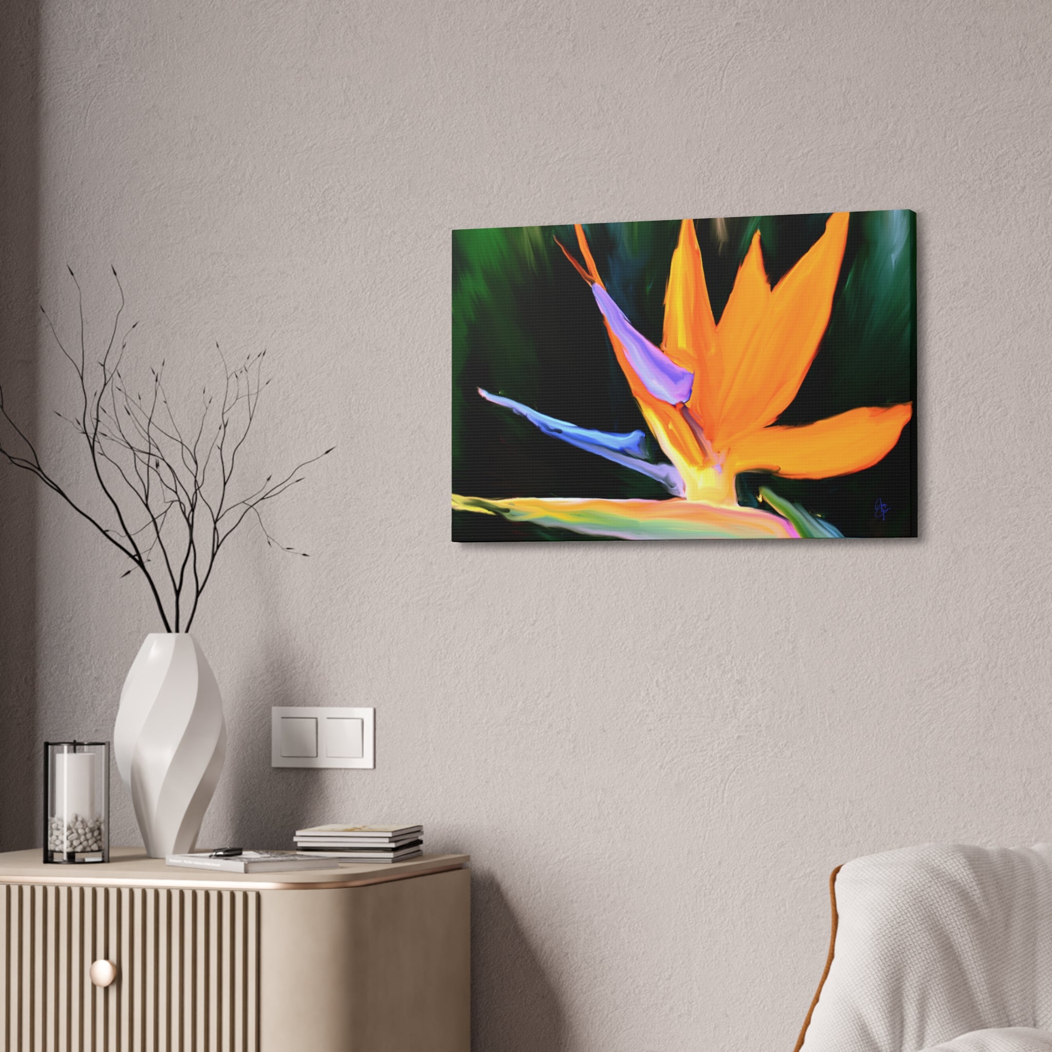 Bird of Paradise Floral Canvas Print — Vibrant Tropical Wall Art