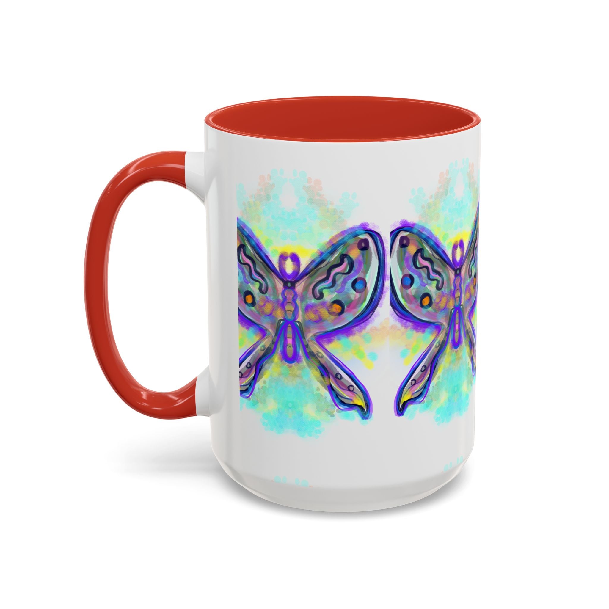 Butterfly Accent Coffee Mug — Colorful Watercolor Butterfly Design (11/15oz)