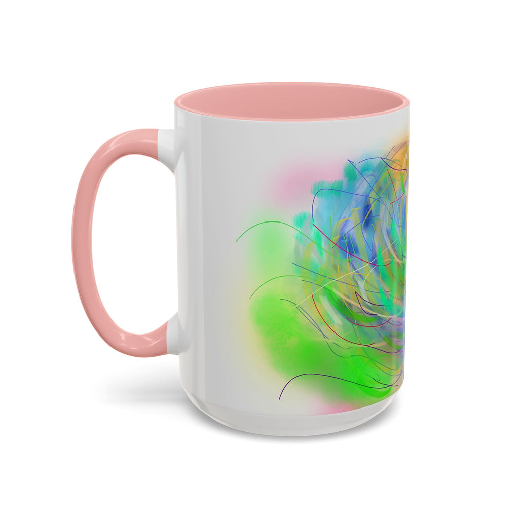 Abstract Sunrise Accent Coffee Mug — Colorful Swirl Art Coffee Cup (11/15oz)