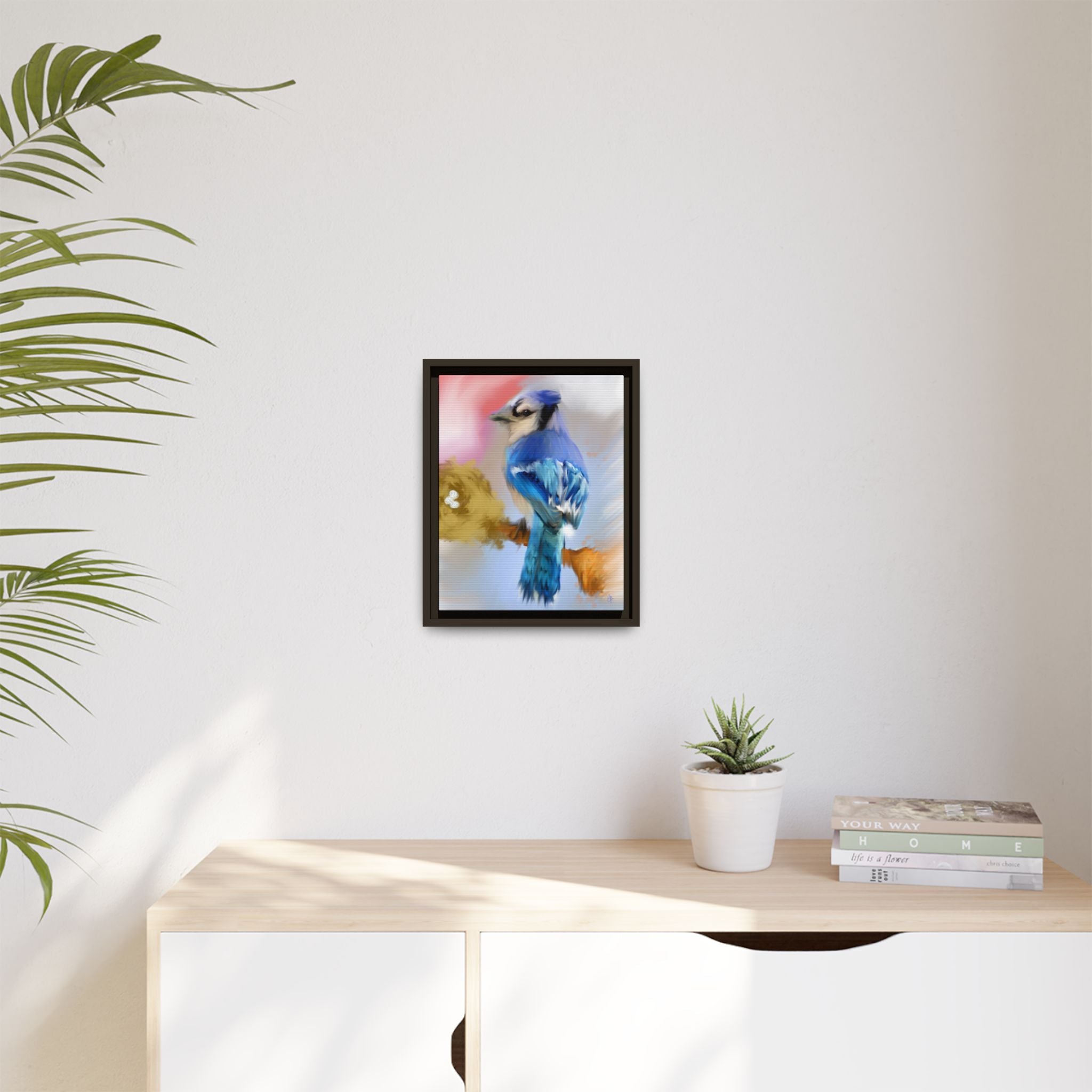Blue Jay Art Print — Framed Matte Canvas Wall Art
