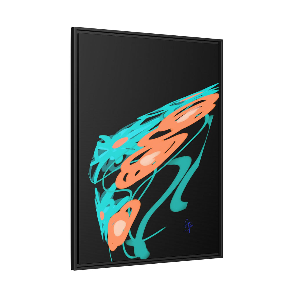 Abstract Teal & Coral Splash Framed Canvas