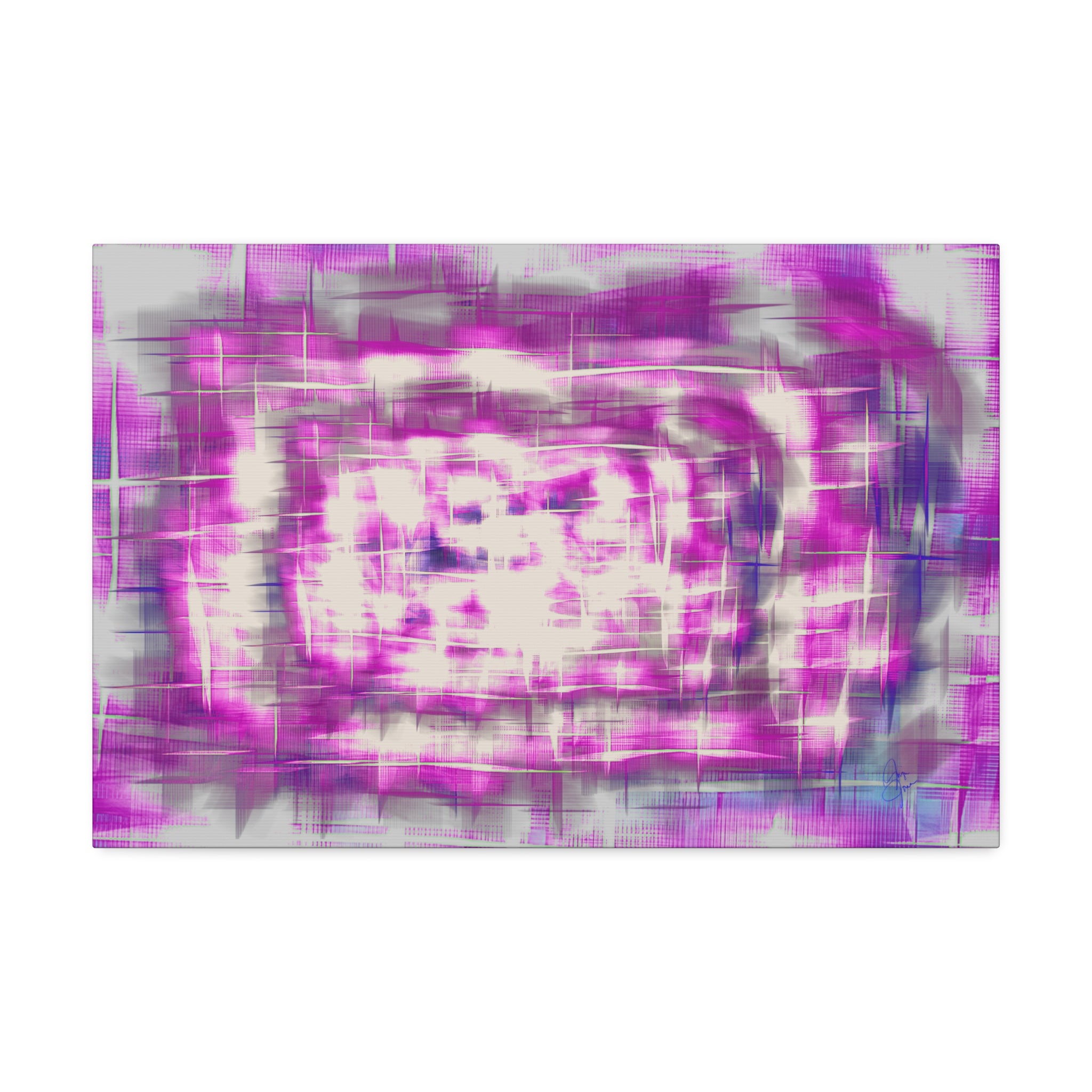 Purple Abstract Stretched Canvas Wall Art — Pink White Geometric Texture