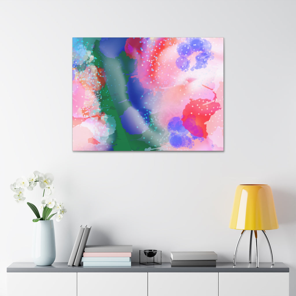 Abstract Pink Watercolor Canvas Wall Art - Stretched 1.5"