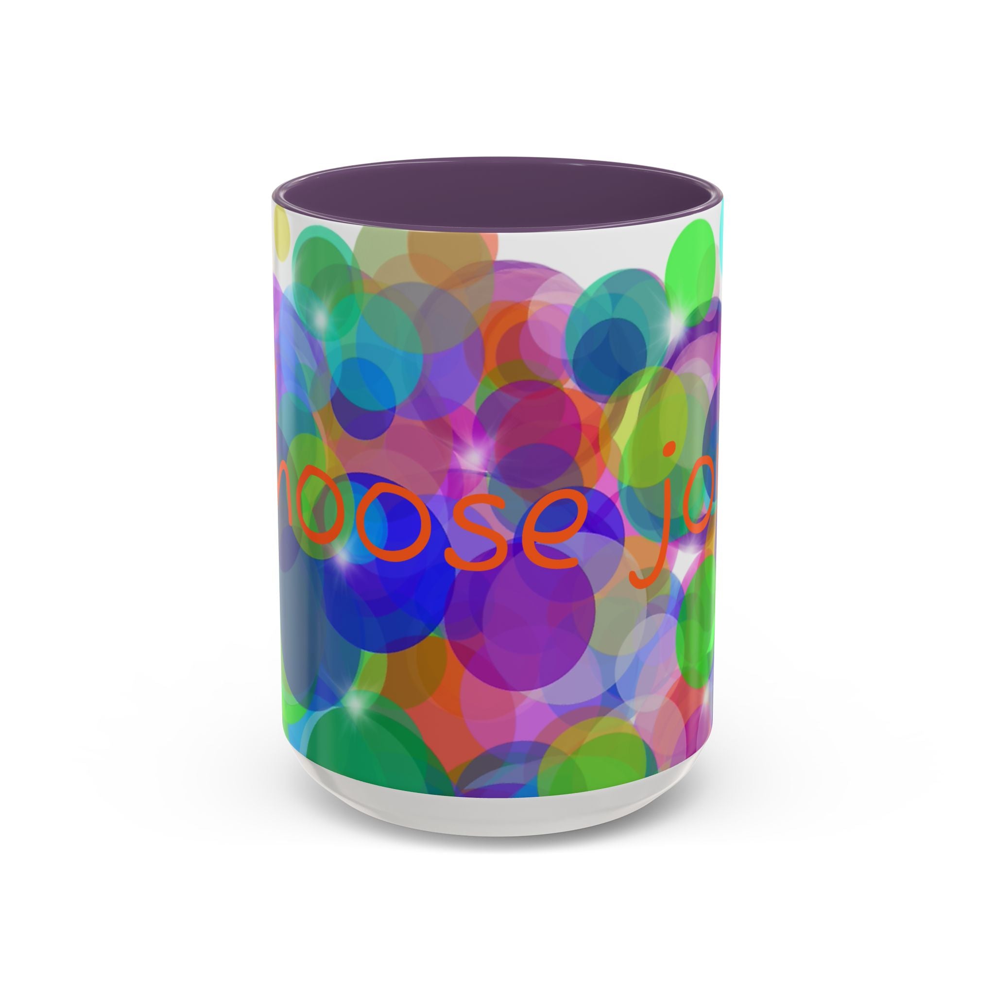Colorful Bokeh "Choose Joy!" Accent Coffee Mug (11/15oz)