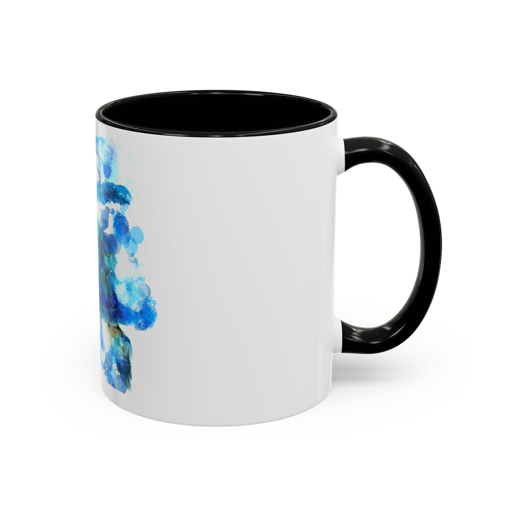 Blue Sea Turtle Accent Coffee Mug — Watercolor Ocean Turtle 11/15oz