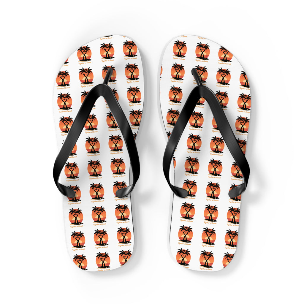 Palm Tree Sunset Flip Flops – Tropical Beach Pattern Sandals