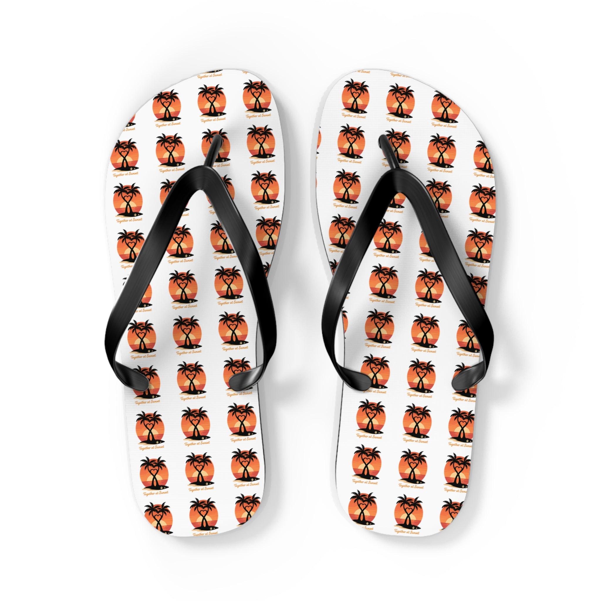 Palm Tree Sunset Flip Flops – Tropical Beach Pattern Sandals