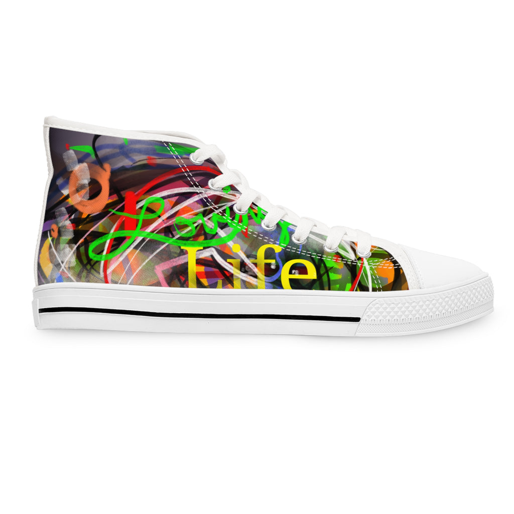 Women’s High Top Sneakers — Colorful Graffiti 'Life' Street Art Design