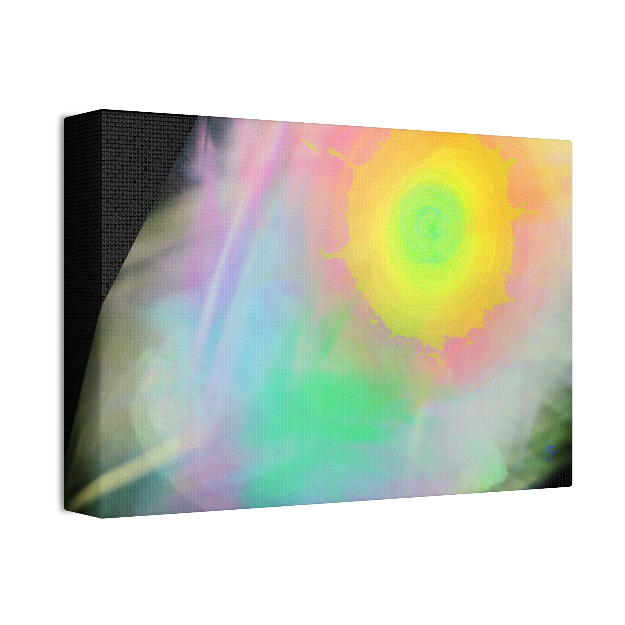 Neon Feather Canvas Stretched Wall Art