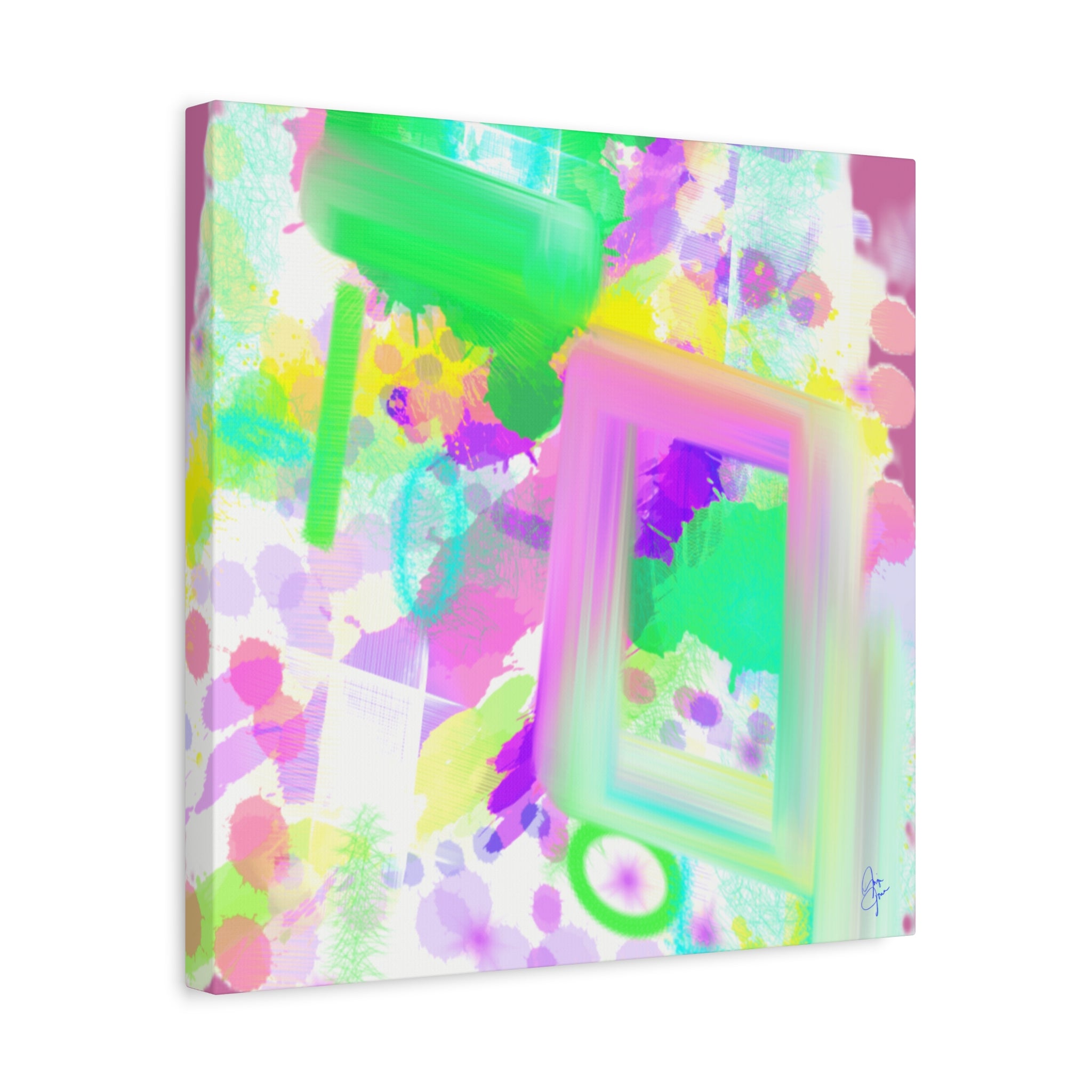 Abstract Pastel Splash Canvas Print — Bright Neon Frame Wall Art