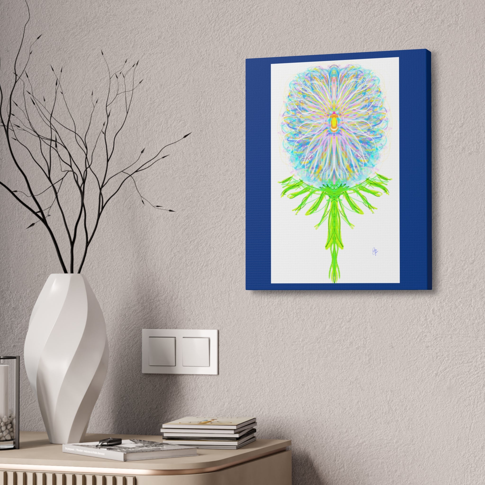 Pastel Floral Canvas Print — Abstract Dandelion Wall Art (Stretched 1.5")