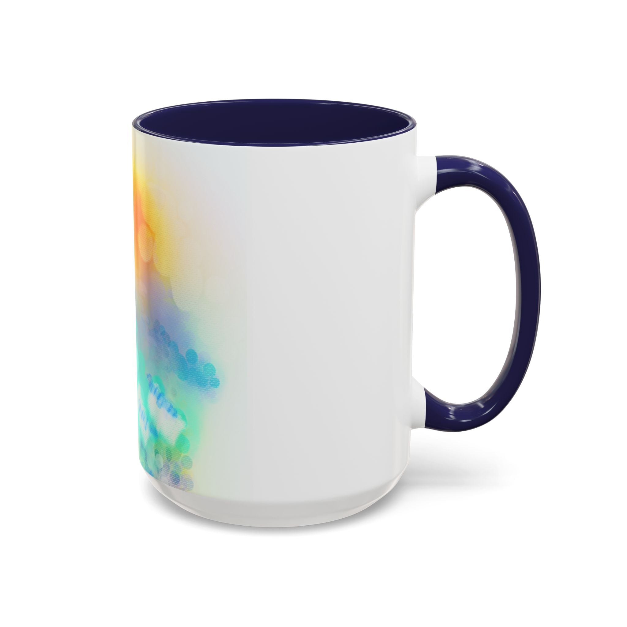 Sunrise Watercolor Accent Coffee Mug — Bright Abstract Teal & Yellow Ceramic
