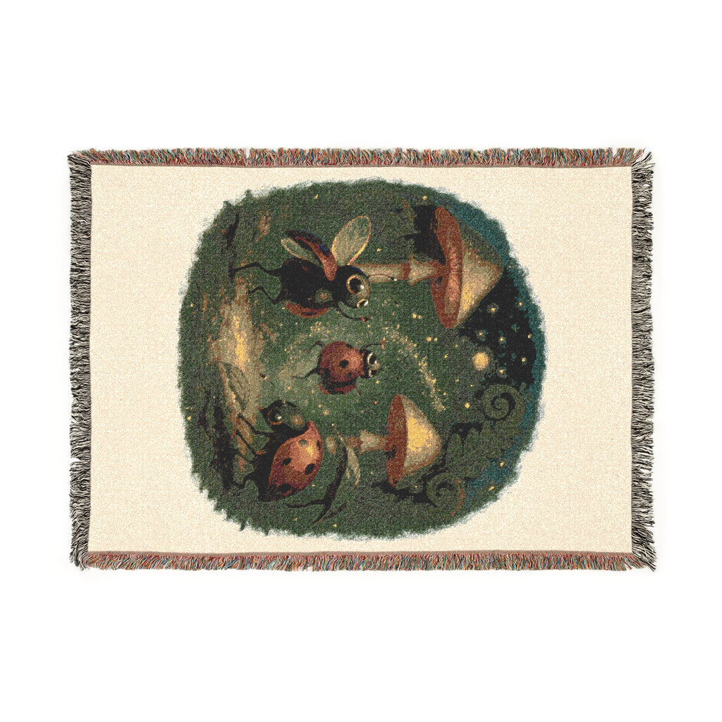 Mystical Mushroom Garden Woven Blanket