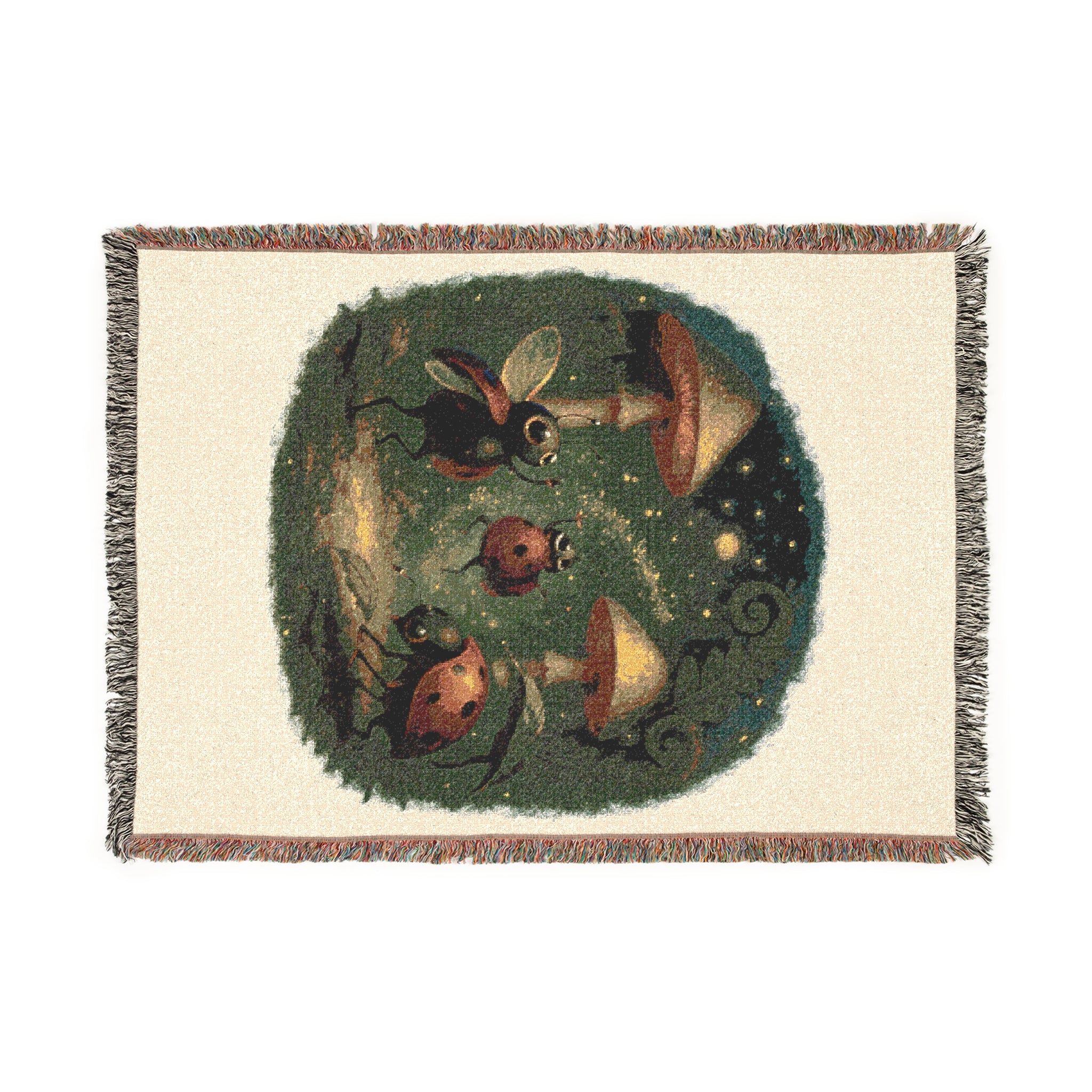 Mystical Mushroom Garden Woven Blanket