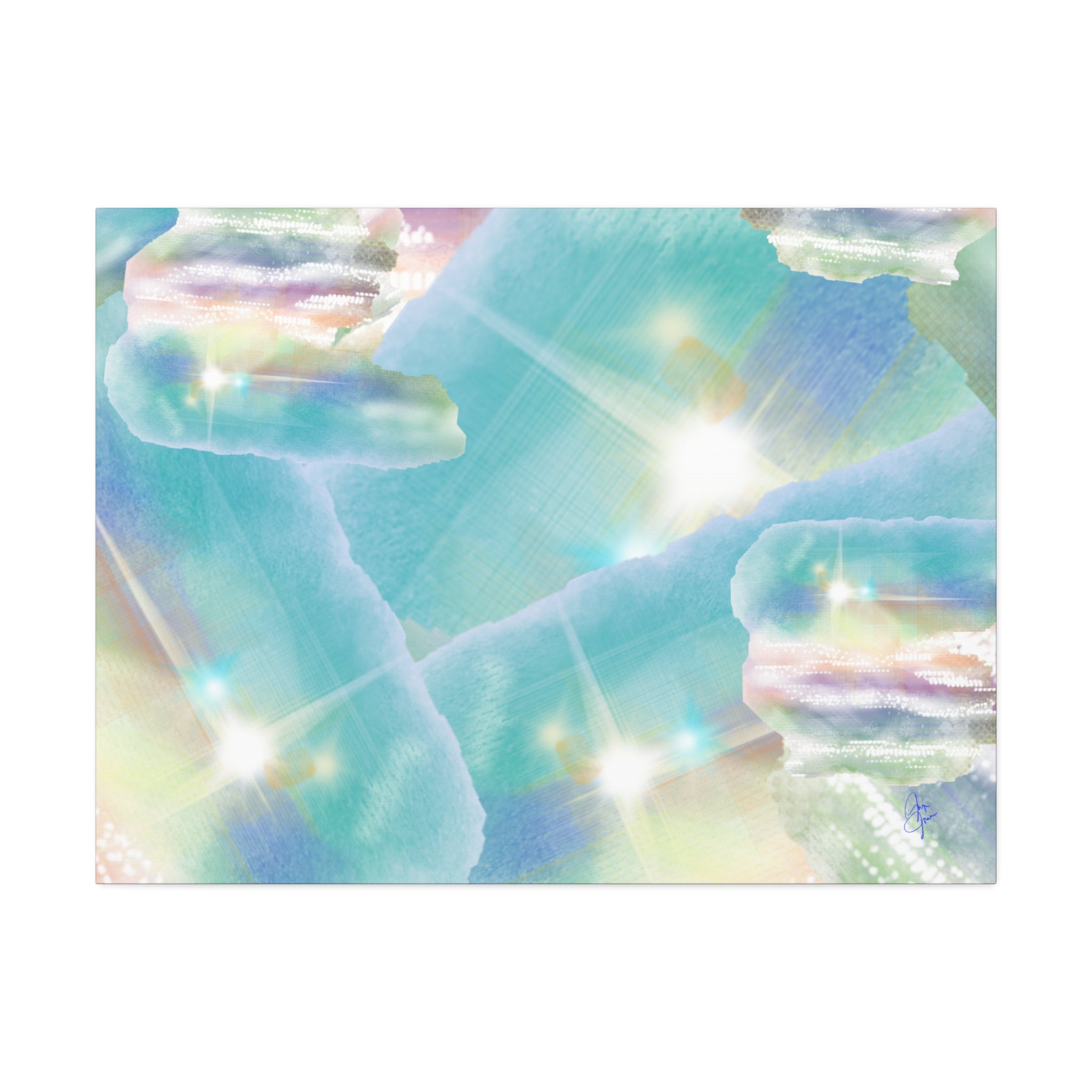 Iridescent Dreamscape Canvas Wall Art — Pastel Sea Glass Abstract