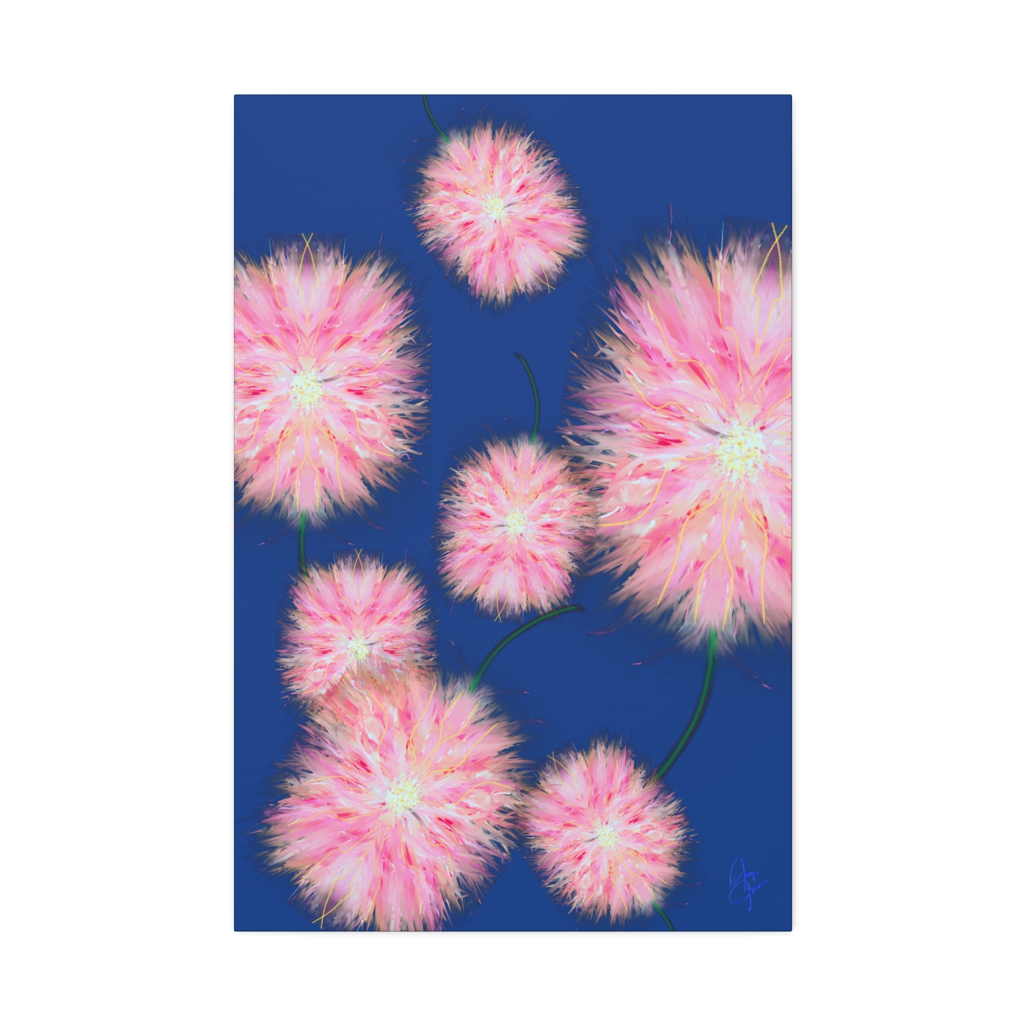 Pink Dandelion Burst Canvas Print — Stretched 1.5" Floral Wall Art