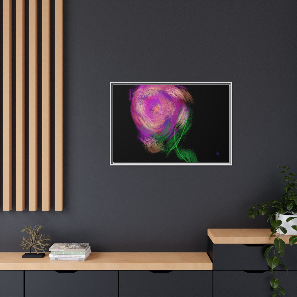 Abstract Rose Swirl Matte Framed Canvas — Multicolor Floral Wall Art