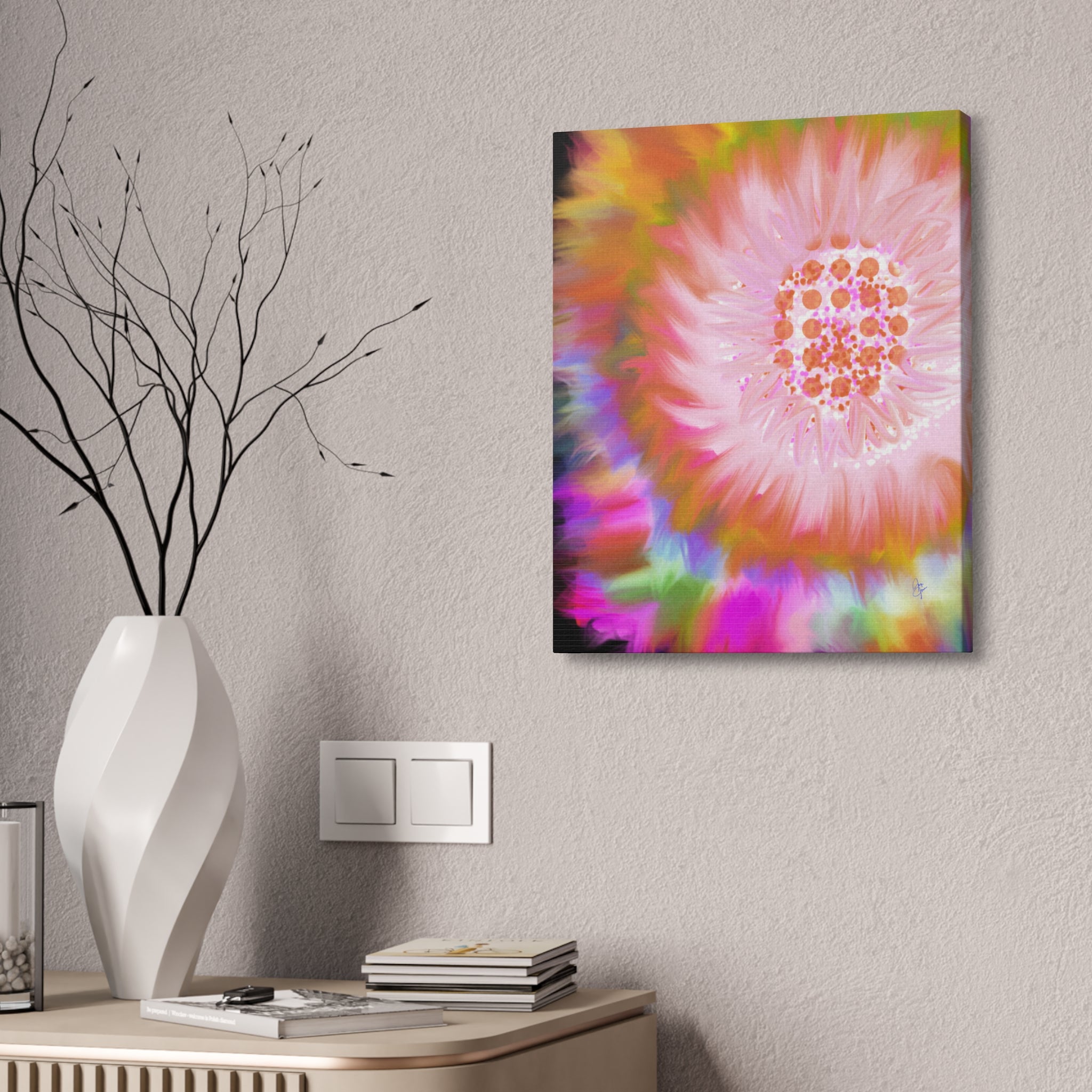 Abstract Floral Burst Canvas Stretched 1.5" — Colorful Sunflower Wall Art
