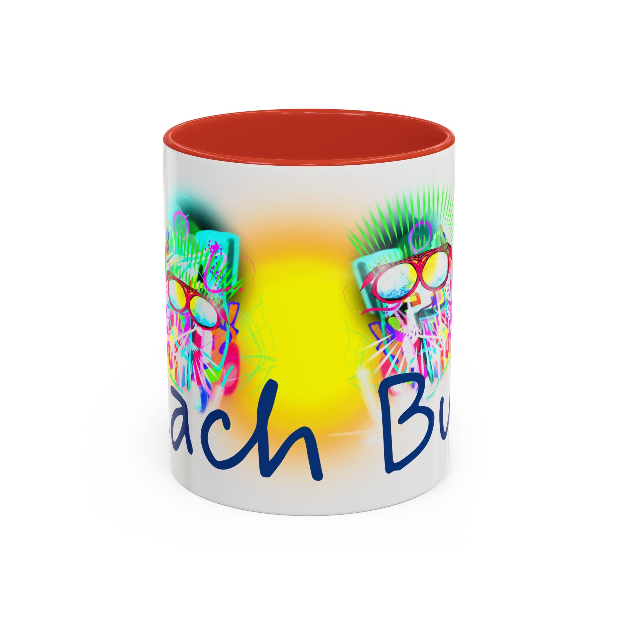 Beach Bum Coffee Mug — Colorful Retro Skull Design (11/15oz)