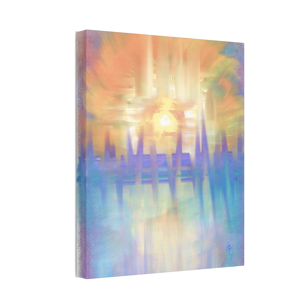 Sunrise Dreamscape Canvas Wall Art — Pastel Abstract Stretched Canvas (1.5")