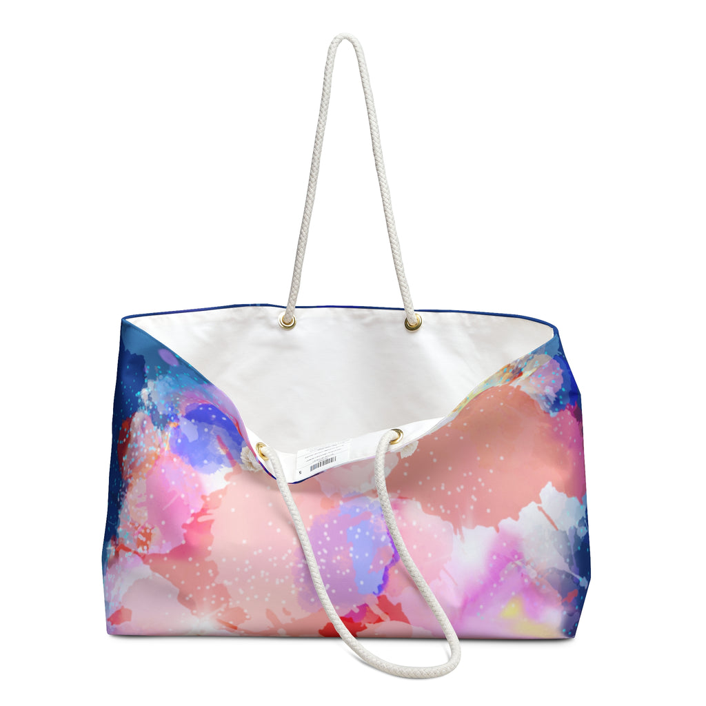 Floral Watercolor Weekender Bag — Colorful Abstract Travel Tote