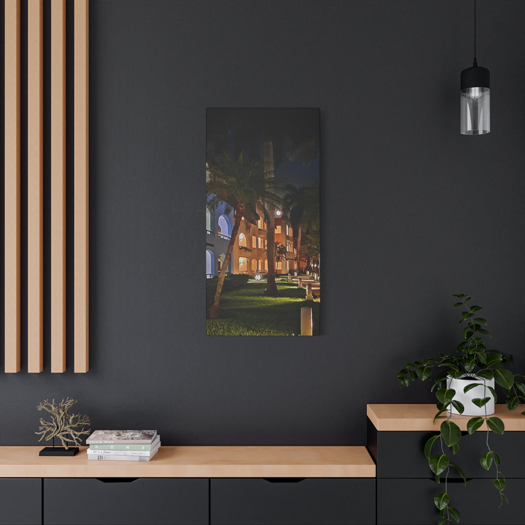 Tropical Night Hotel Matte Canvas Wall Art