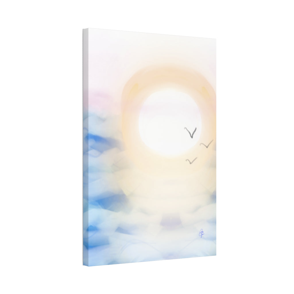 Sunrise Seascape Canvas Print — Soothing Ocean Wall Art, 1.5" Stretched