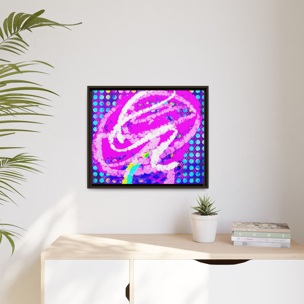 Abstract Neon Pop Art Matte Canvas — Framed Multi‑Color Wall Art