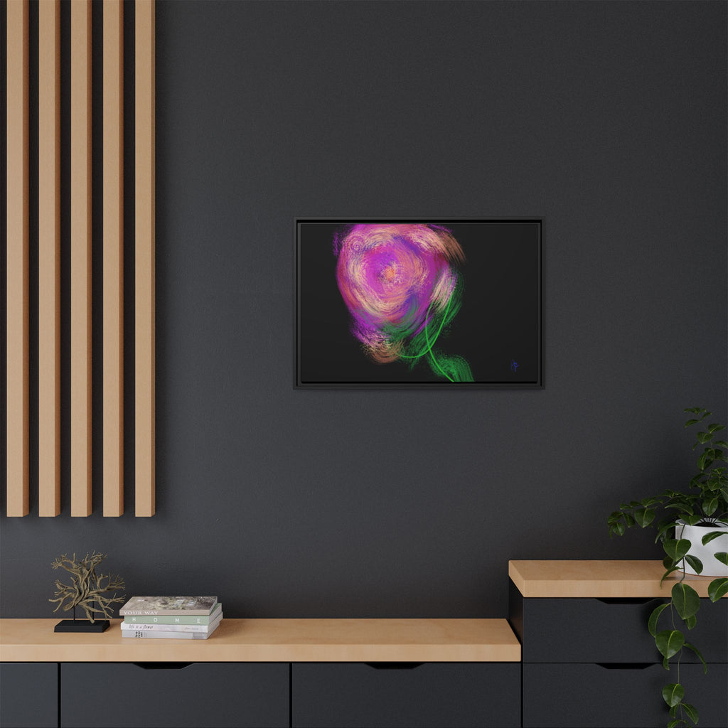 Abstract Rose Swirl Matte Framed Canvas — Multicolor Floral Wall Art