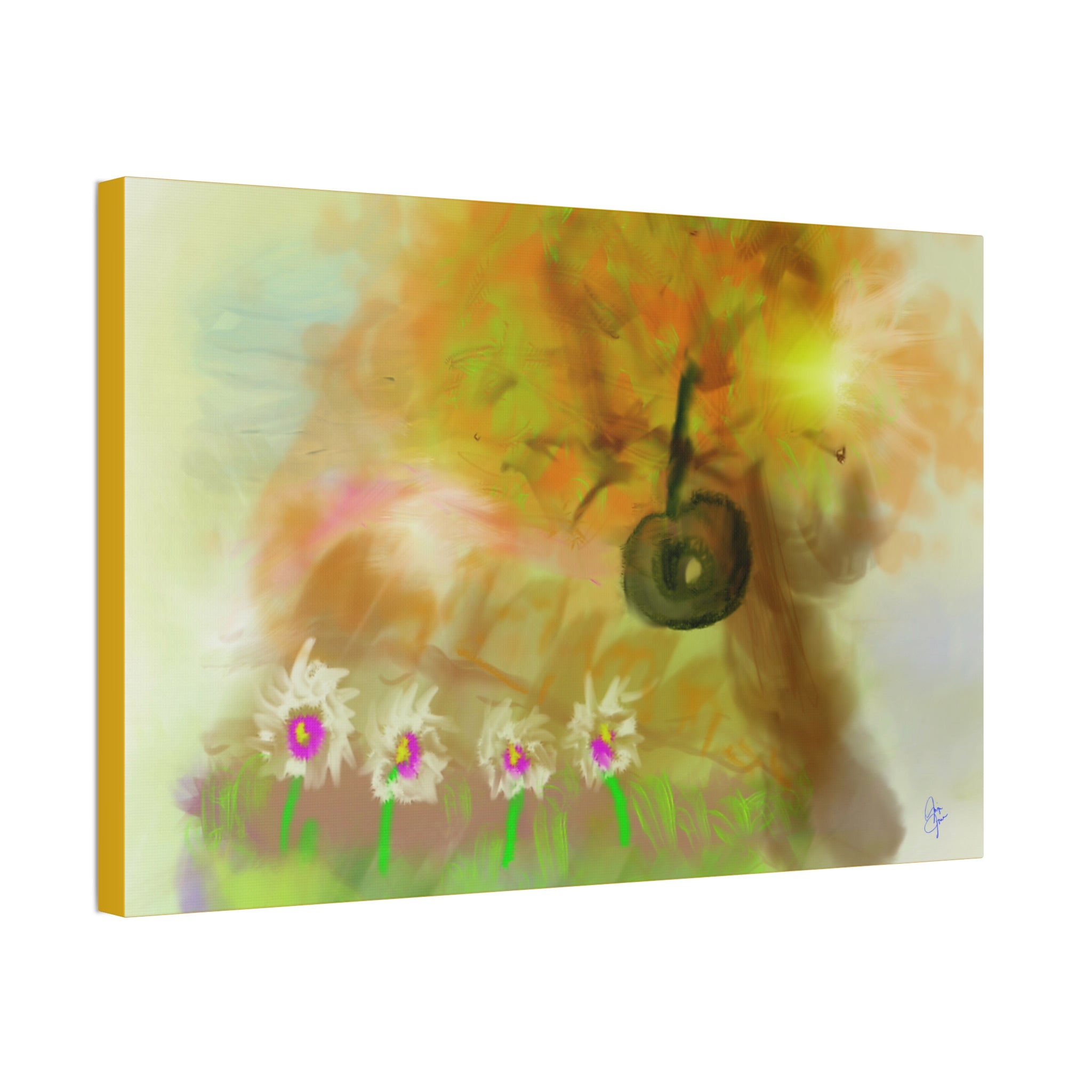 Whimsical Yard Canvas Print — Tire Swing & Broken Fence Stretched 1.5"