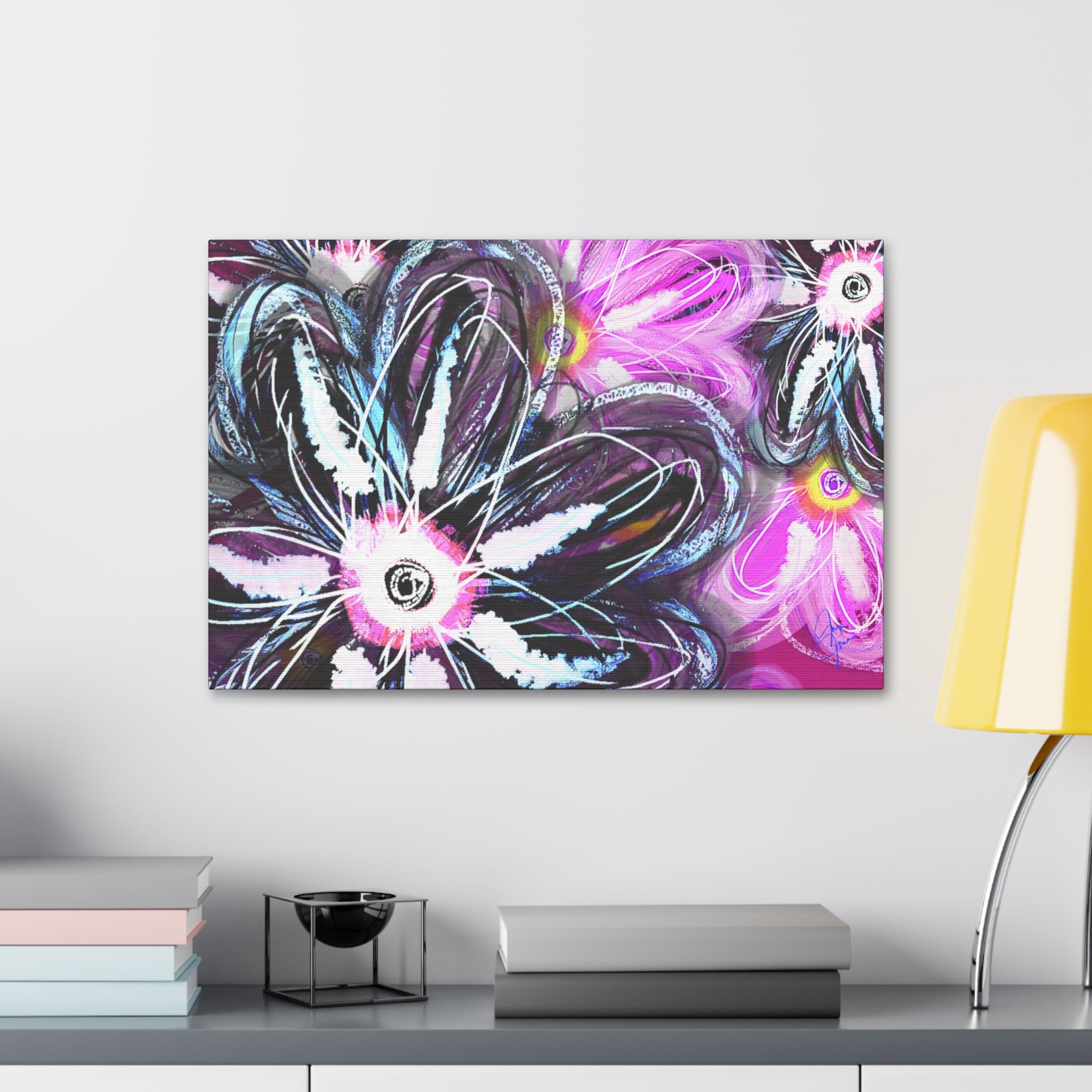 Floral Neon Abstract Canvas