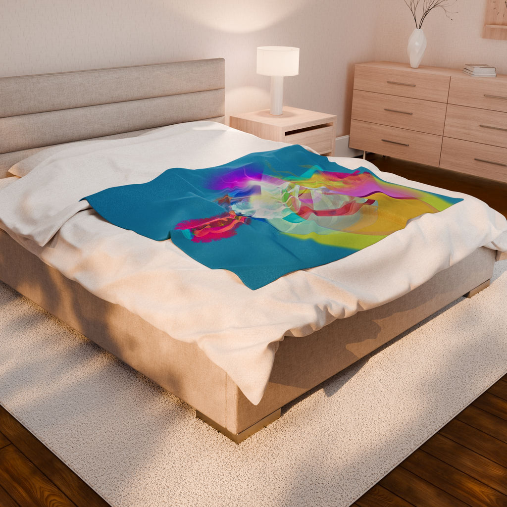 Colorful Heart Dream Velveteen Plush Blanket "God's Love"– Cozy Abstract Love Throw
