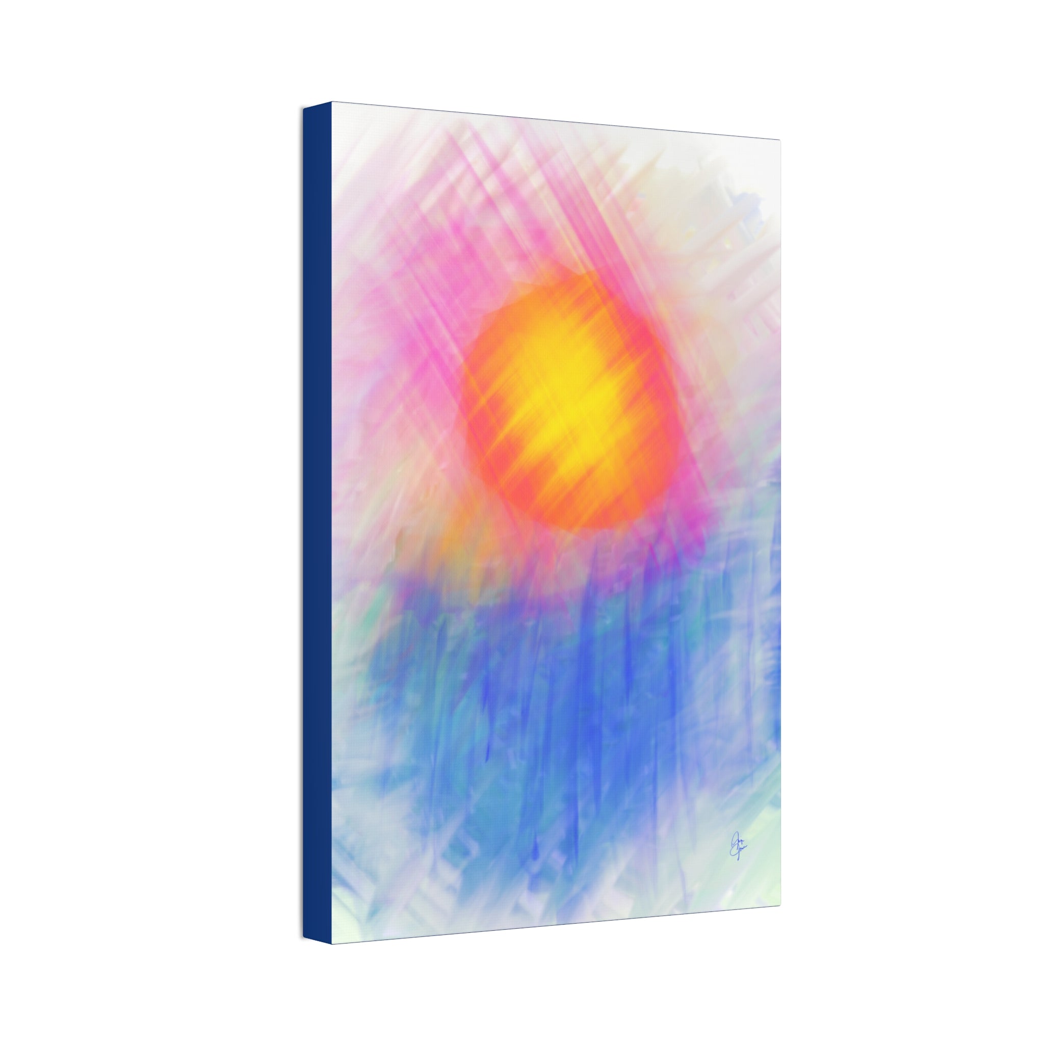 Abstract Sunrise Canvas Art - Vibrant Pink & Orange Sun Stretched Canvas