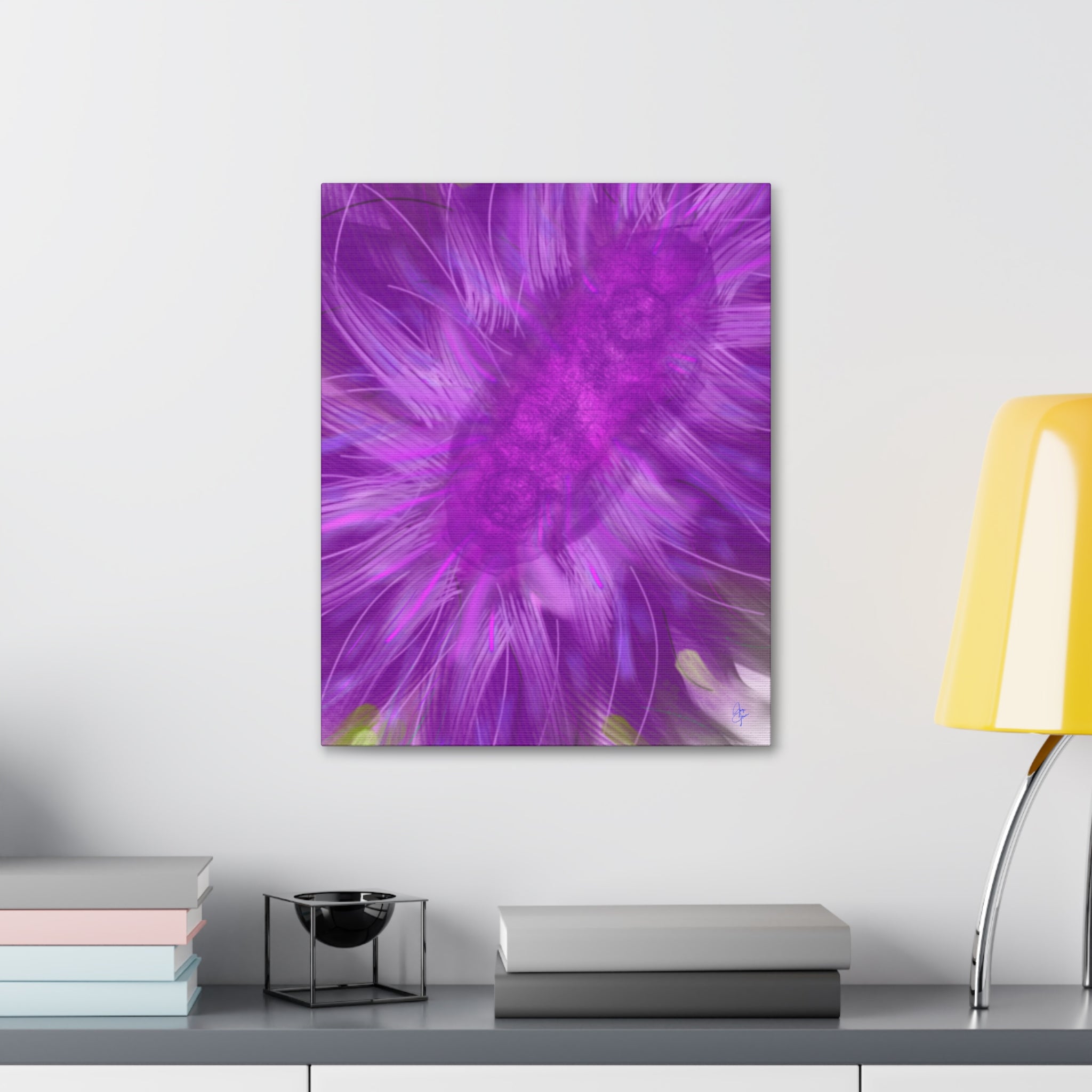 Purple Floral Burst Canvas Print – Abstract Flower Wall Art (Stretched 1.5")