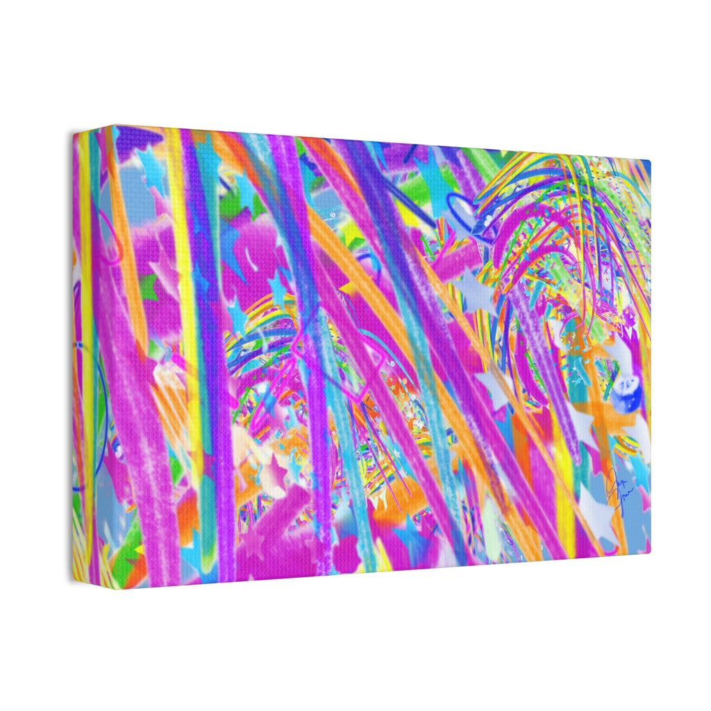 Vibrant Tropical Palm Abstract Canvas – Colorful 1.5" Stretched Wall Art