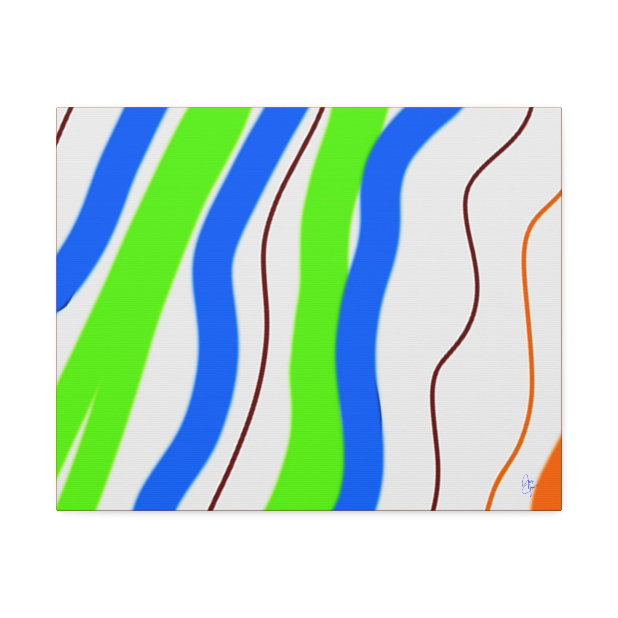 Abstract Wavy Stripes Canvas Print — Colorful Blue, Green & Orange Wall Art