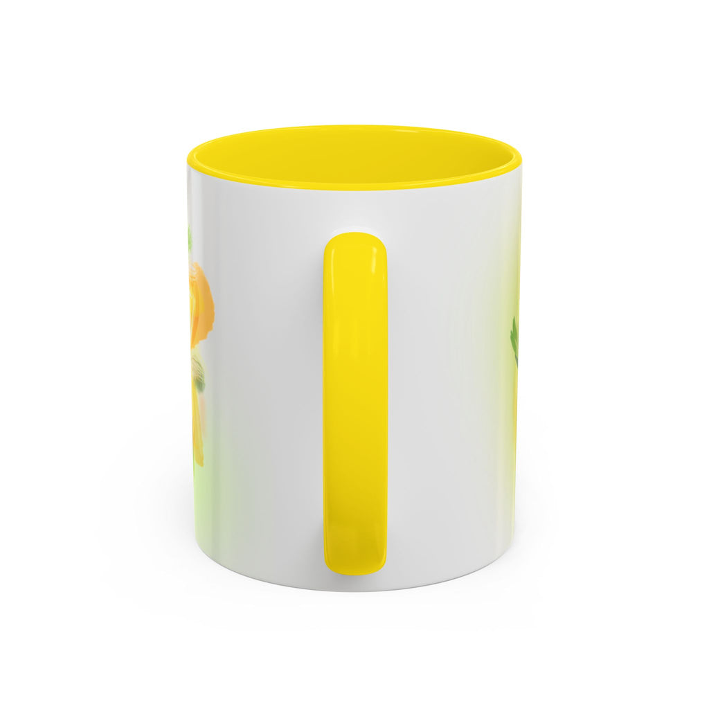 Sunlit Daisy Accent Coffee Mug — Yellow Floral 11/15oz