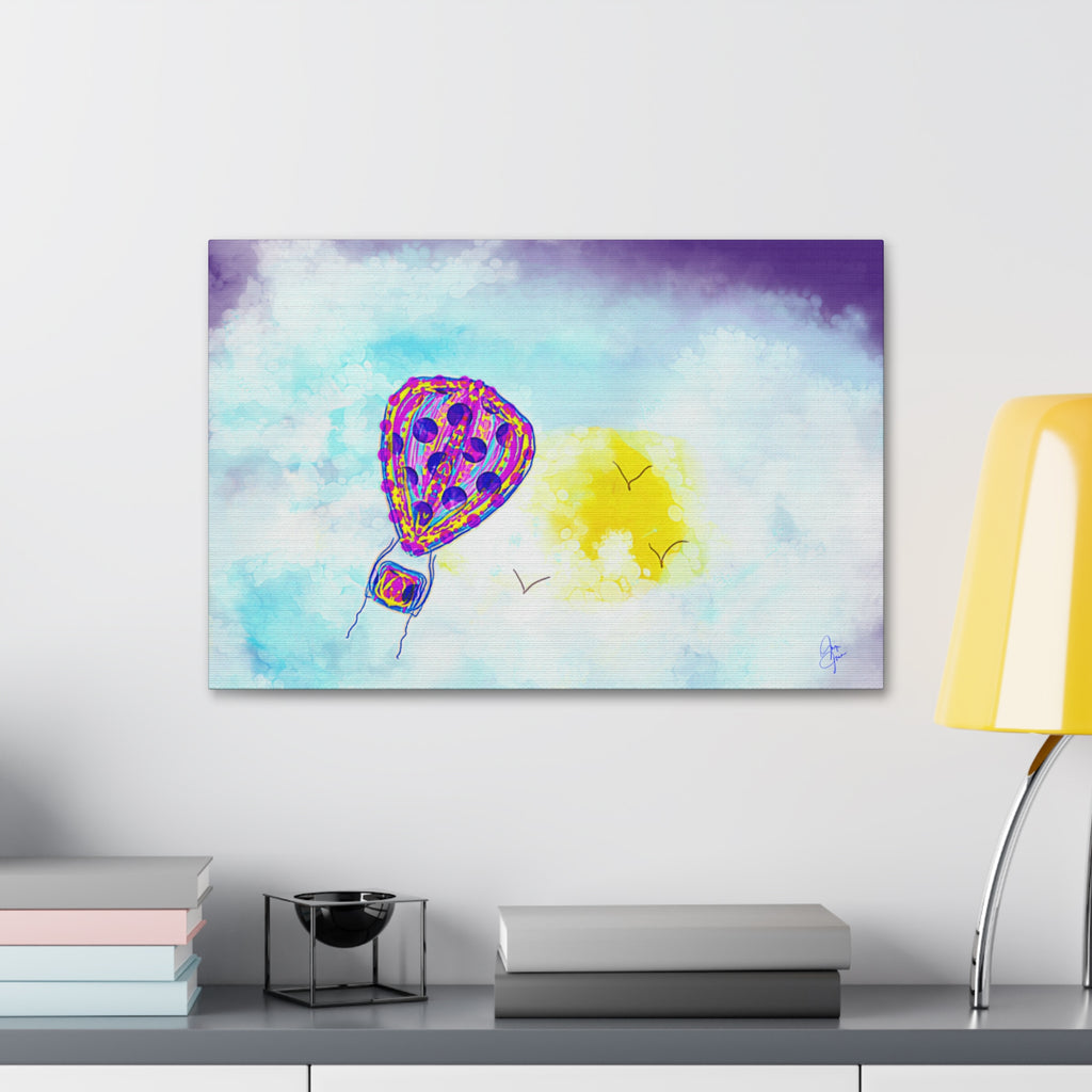 Hot Air Balloon Canvas Art – Whimsical Sunshine Nursery Wall Décor (Stretched Canvas)