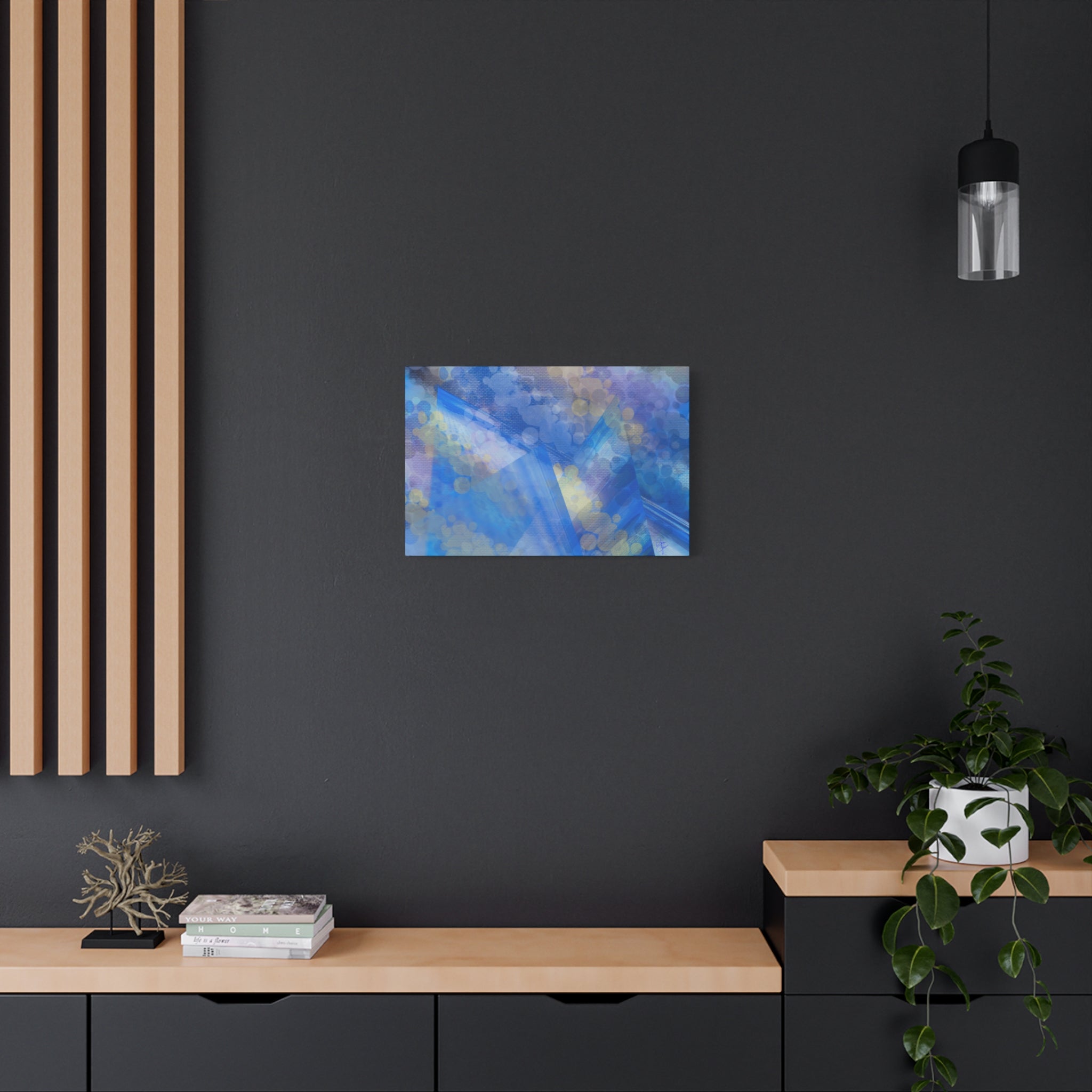 Abstract Blue Bokeh Matte Canvas Wall Art