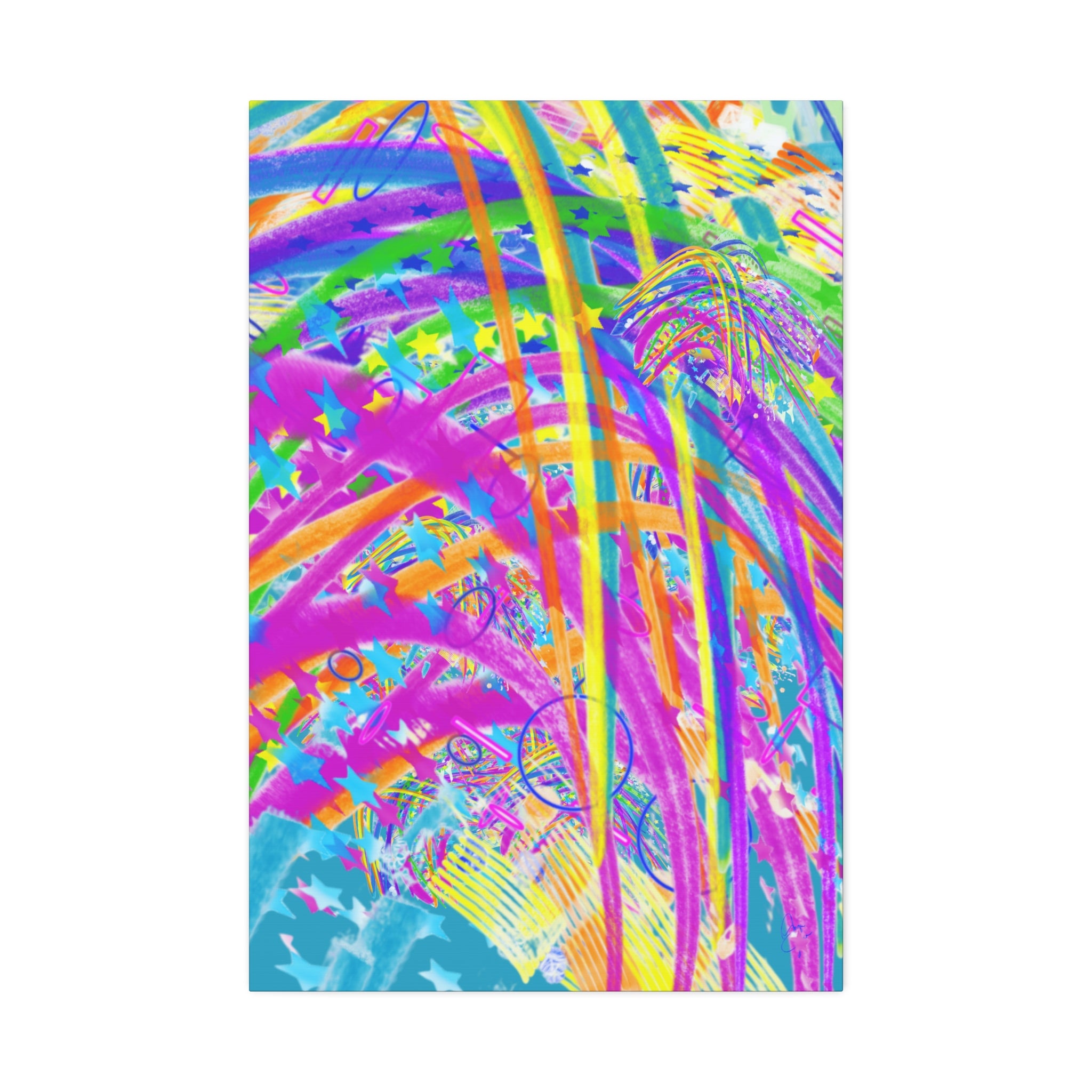 Vibrant Tropical Palm Abstract Canvas – Colorful 1.5" Stretched Wall Art