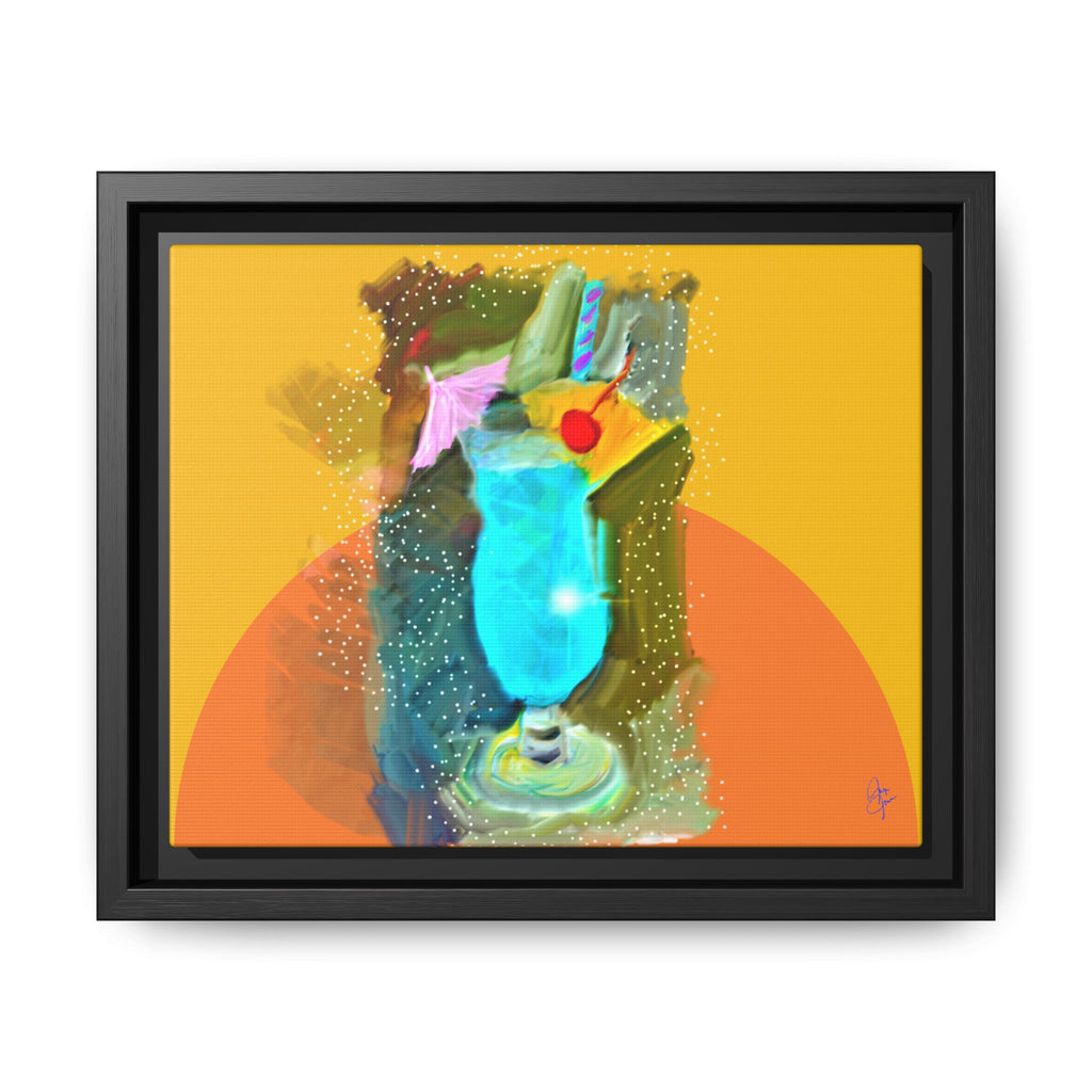 Tropical Blue Cocktail Canvas Print — Framed Matte Bar Art