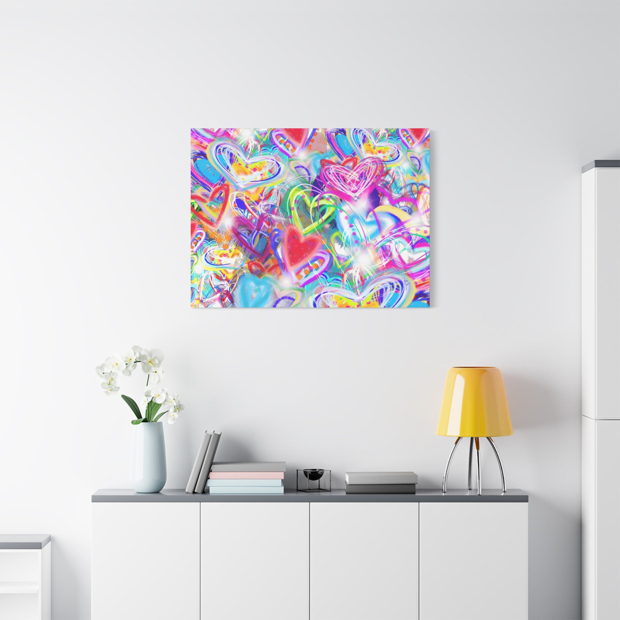 Colorful Heart Graffiti Matte Canvas